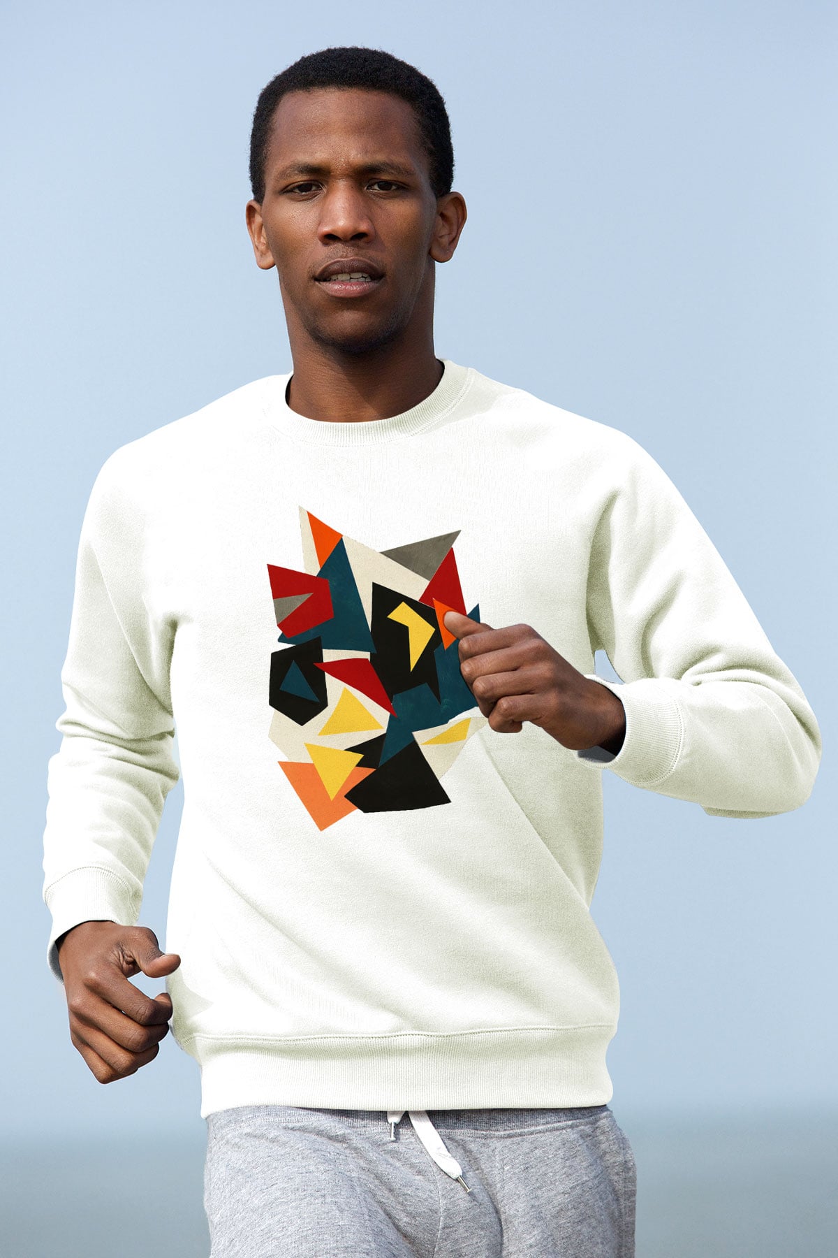Şekil Beyaz Unisex Sweatshirt