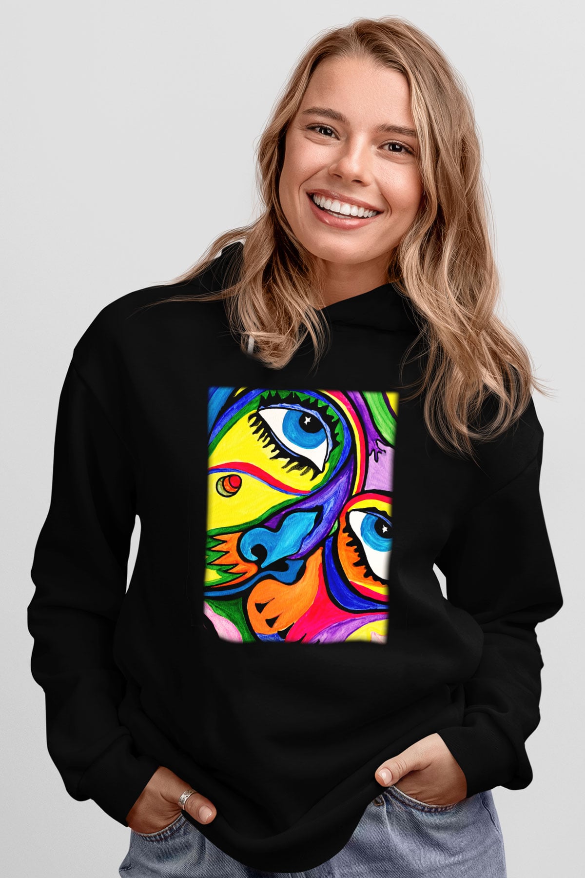 Şekil Siyah Unisex Hoodie