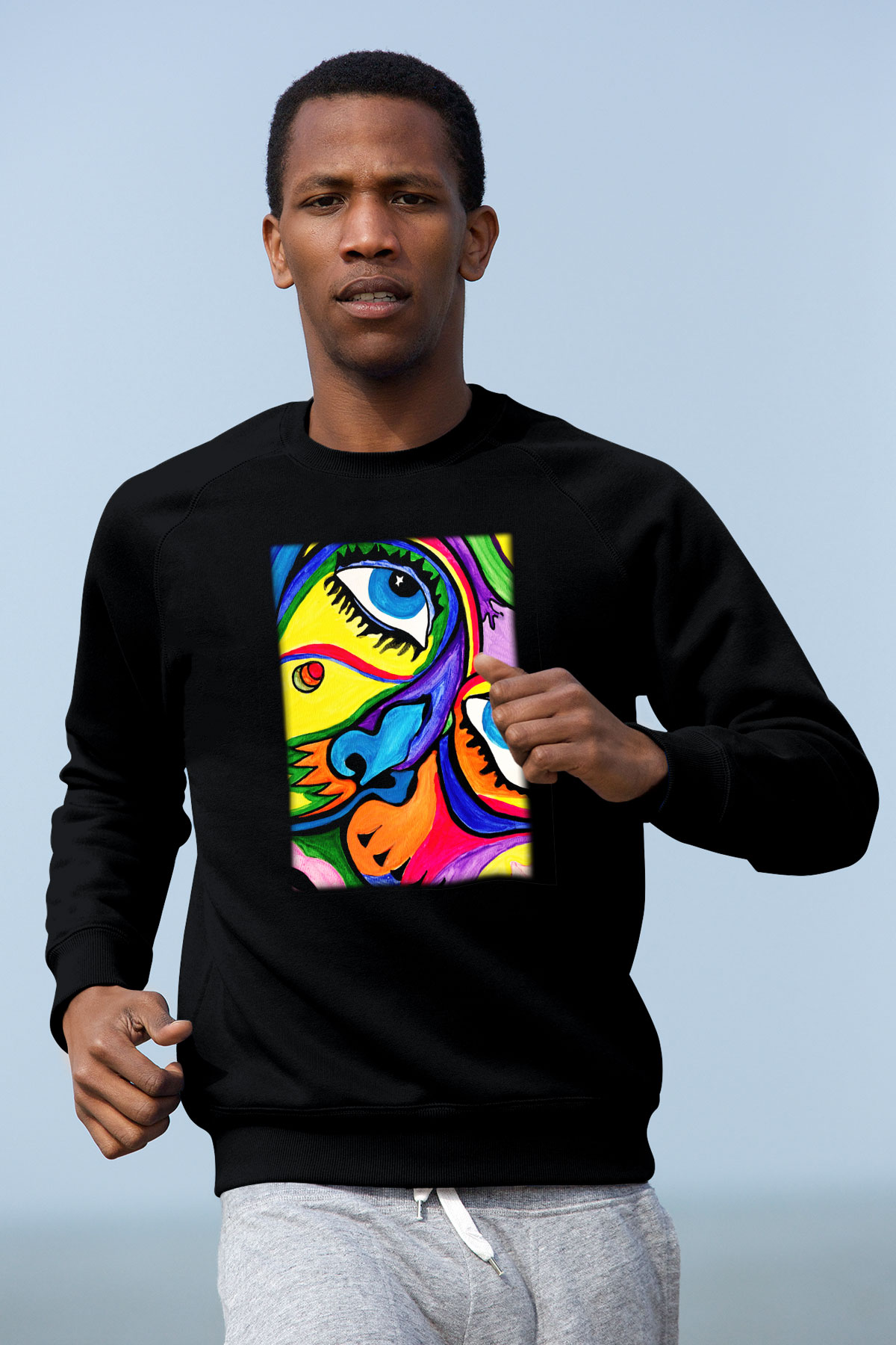 Şekil Siyah Unisex Sweatshirt