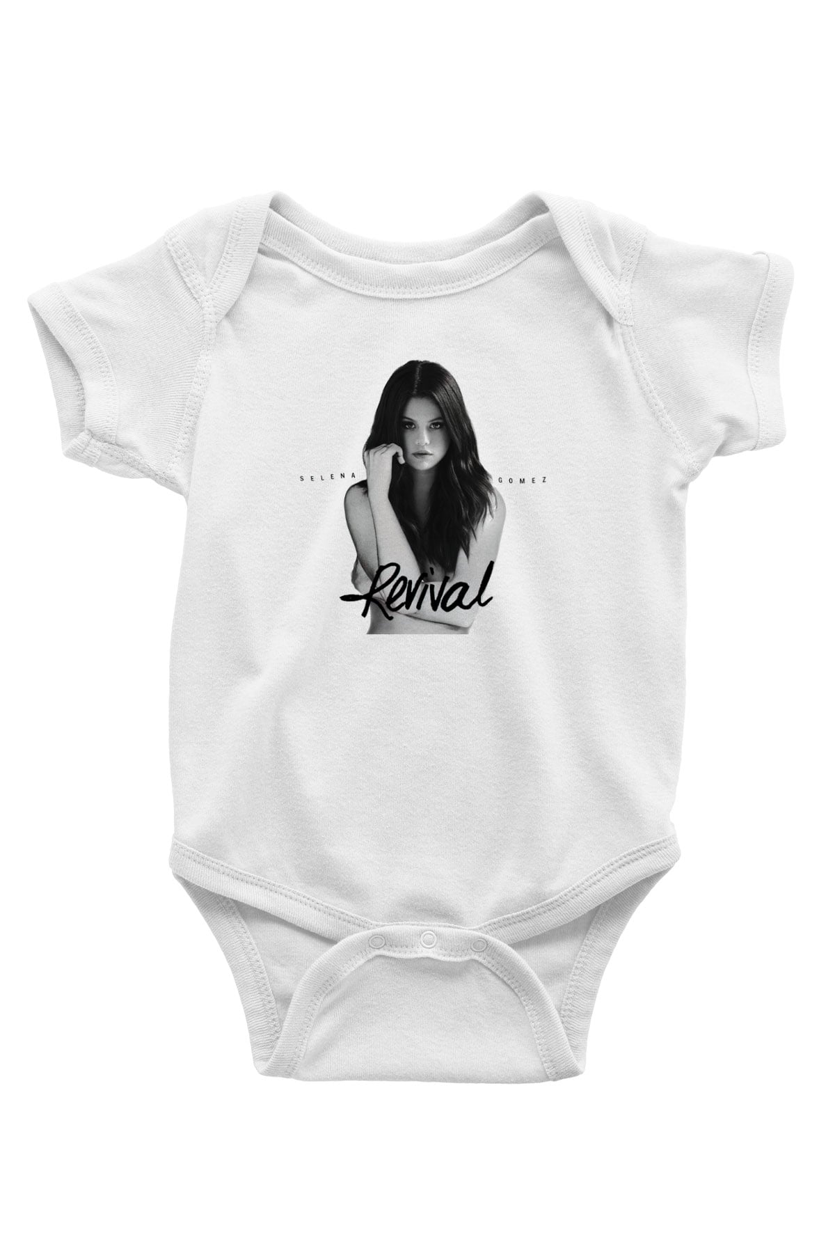 Selena Gomez Baskılı Beyaz Unisex Bebek Body - Zıbın