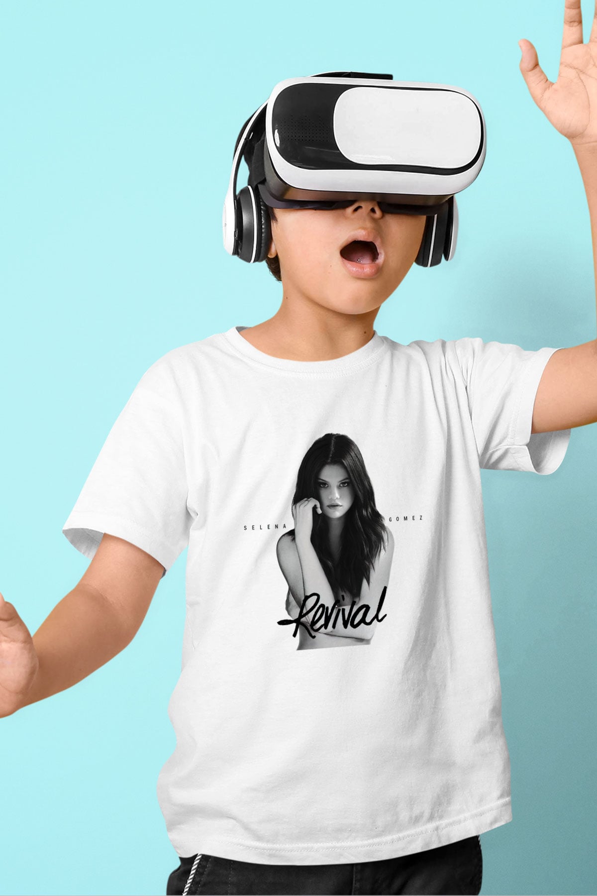 Selena Gomez Baskılı Beyaz Unisex Çocuk Tişört