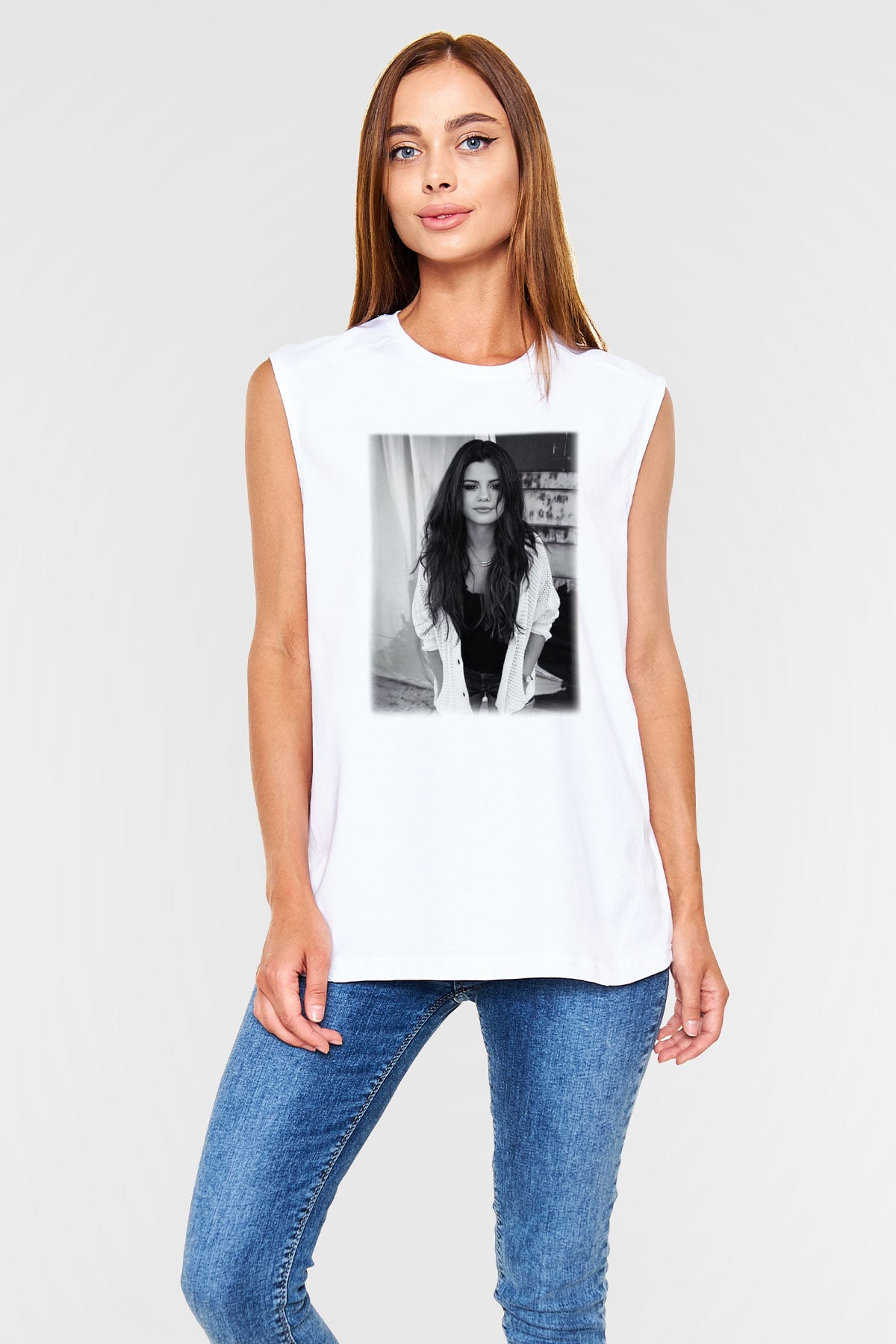 Selena Gomez Beyaz Unisex Kolsuz Tişört