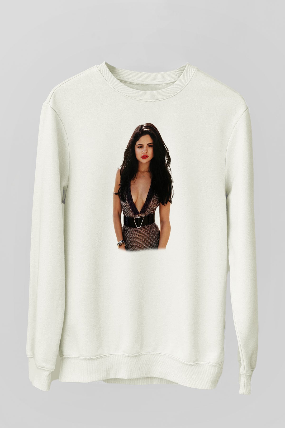 Selena Gomez Beyaz Unisex Sweatshirt