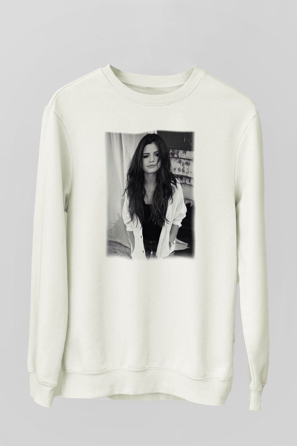 Selena Gomez Beyaz Unisex Sweatshirt
