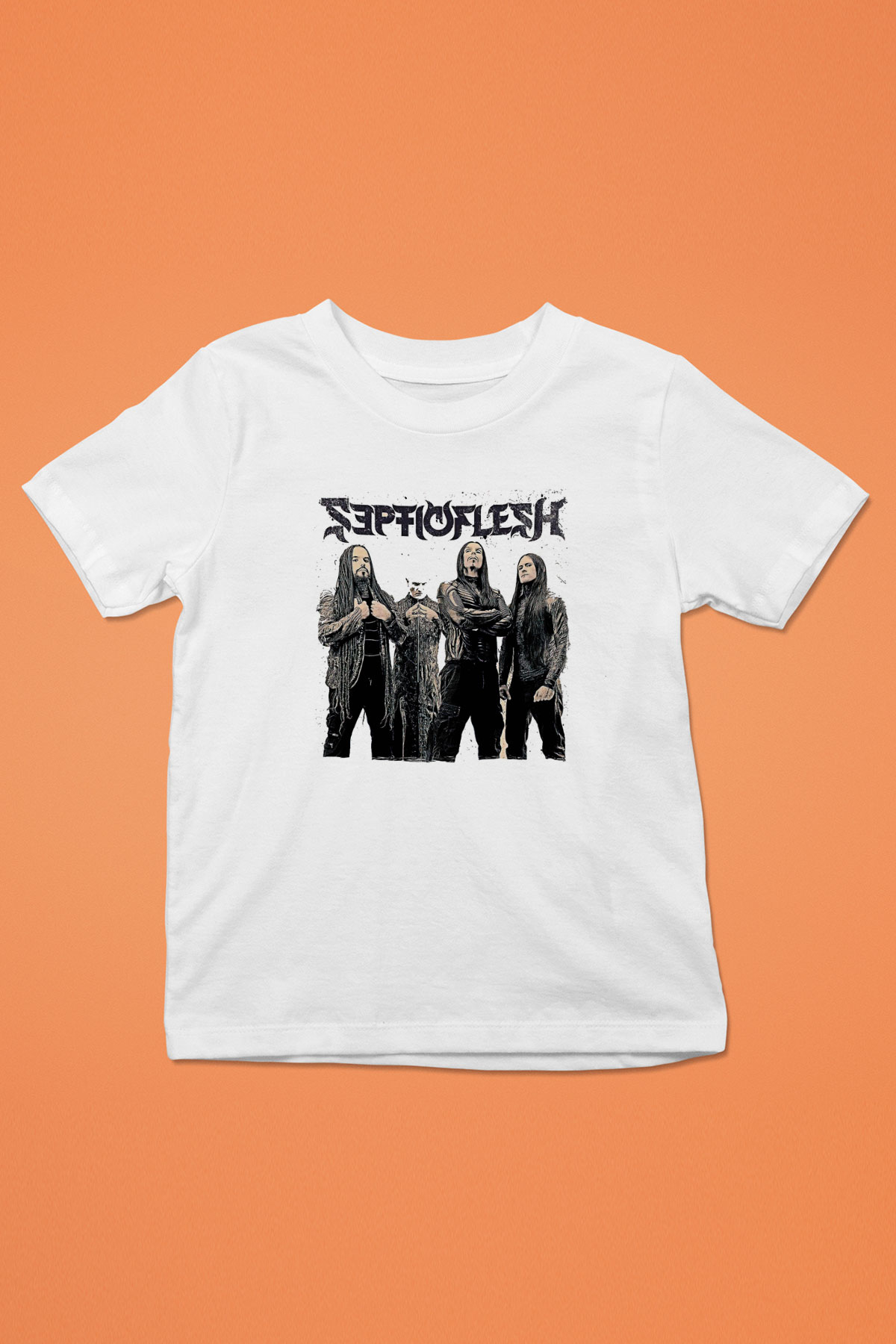Septicflesh Baskılı Beyaz Unisex Beyaz Çocuk Tişört - Tshirt
