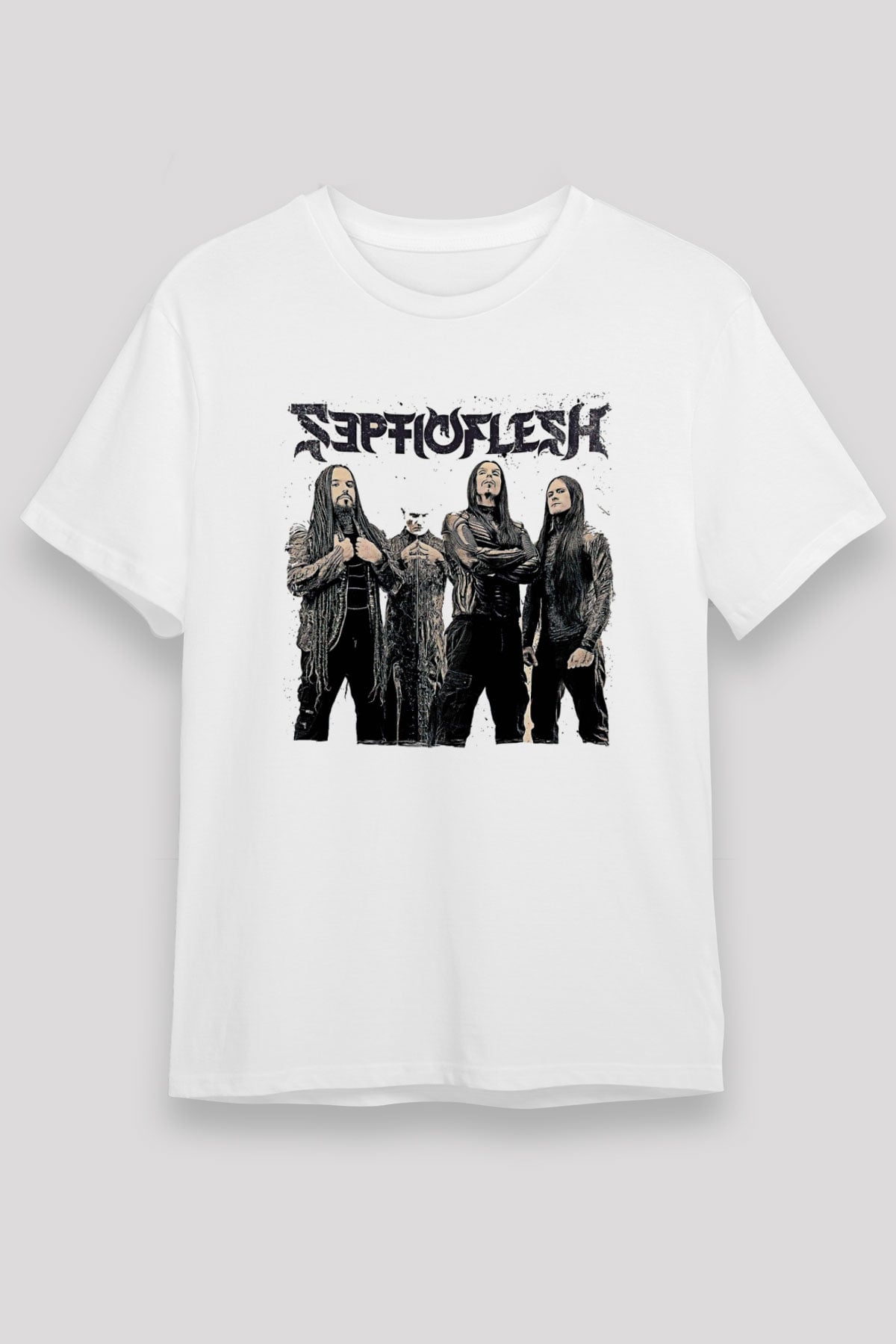 Septicflesh Baskılı Unisex Beyaz Tişört - Tshirt