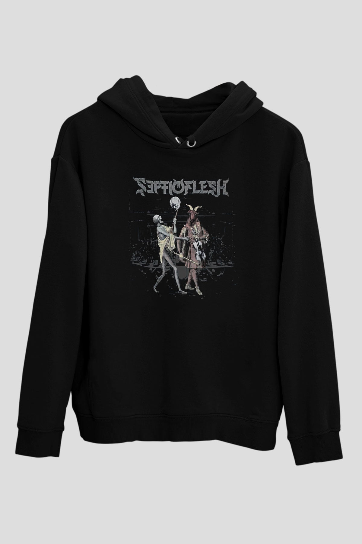 Septicflesh Baskılı Unisex Siyah Kapüşonlu Sweatshirt