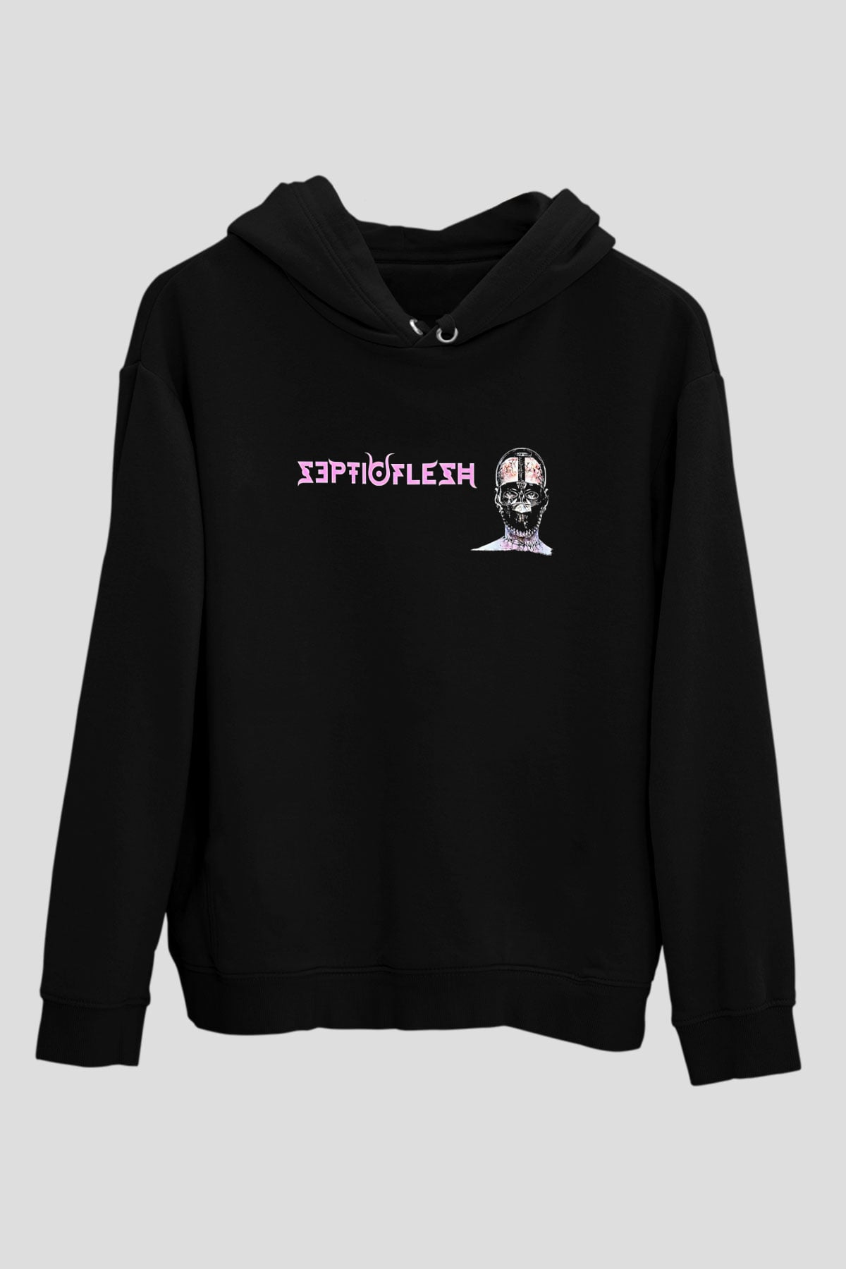Septicflesh Baskılı Unisex Siyah Kapüşonlu Sweatshirt