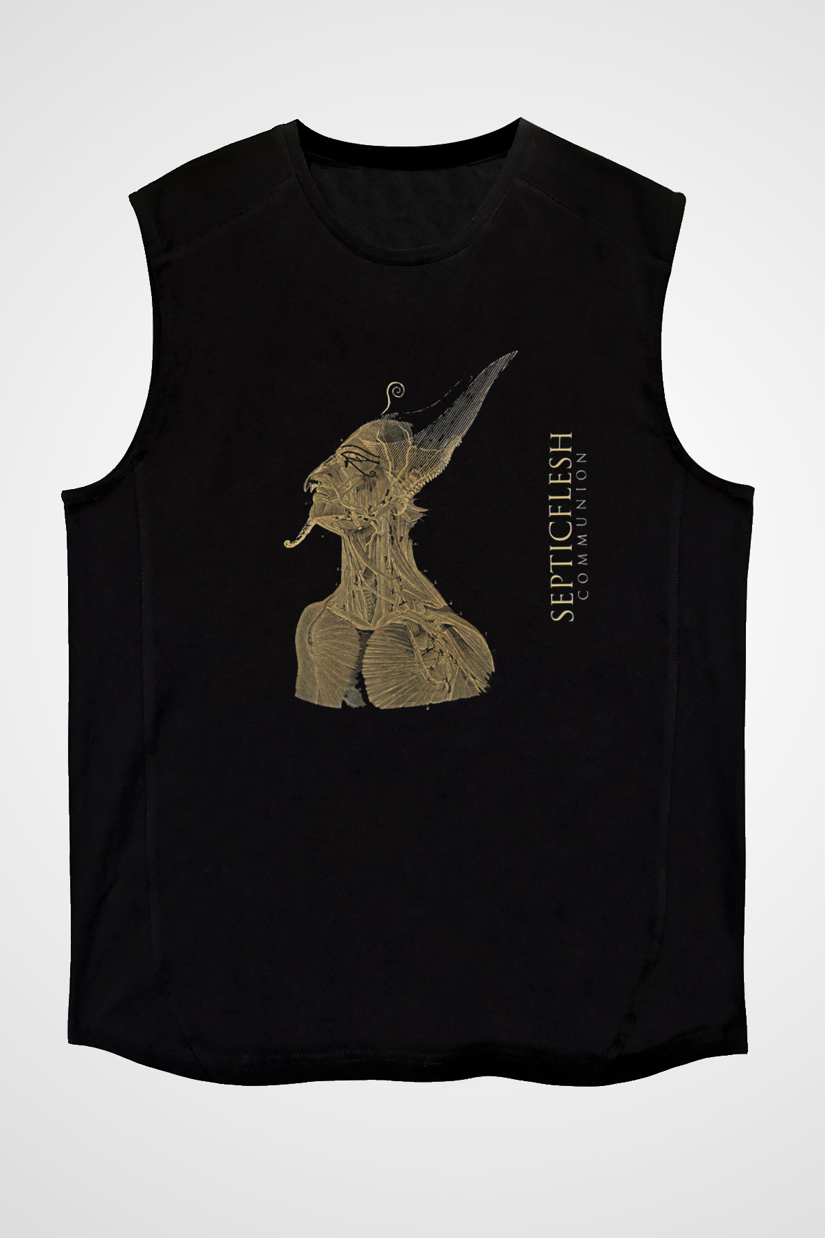 Septicflesh Baskılı Unisex Siyah Kolsuz Tişört - Tshirt
