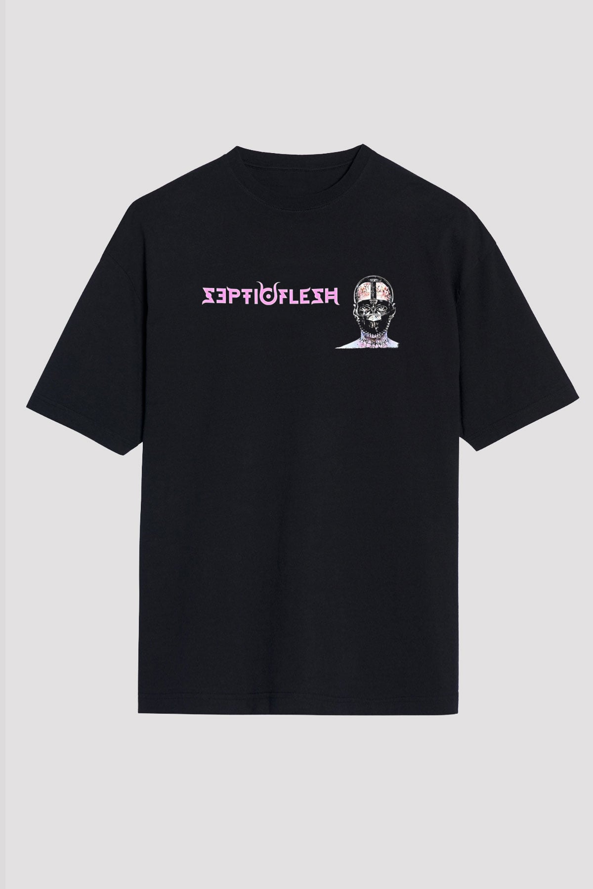 Septicflesh Baskılı Unisex Siyah Oversize Tişört - Tshirt