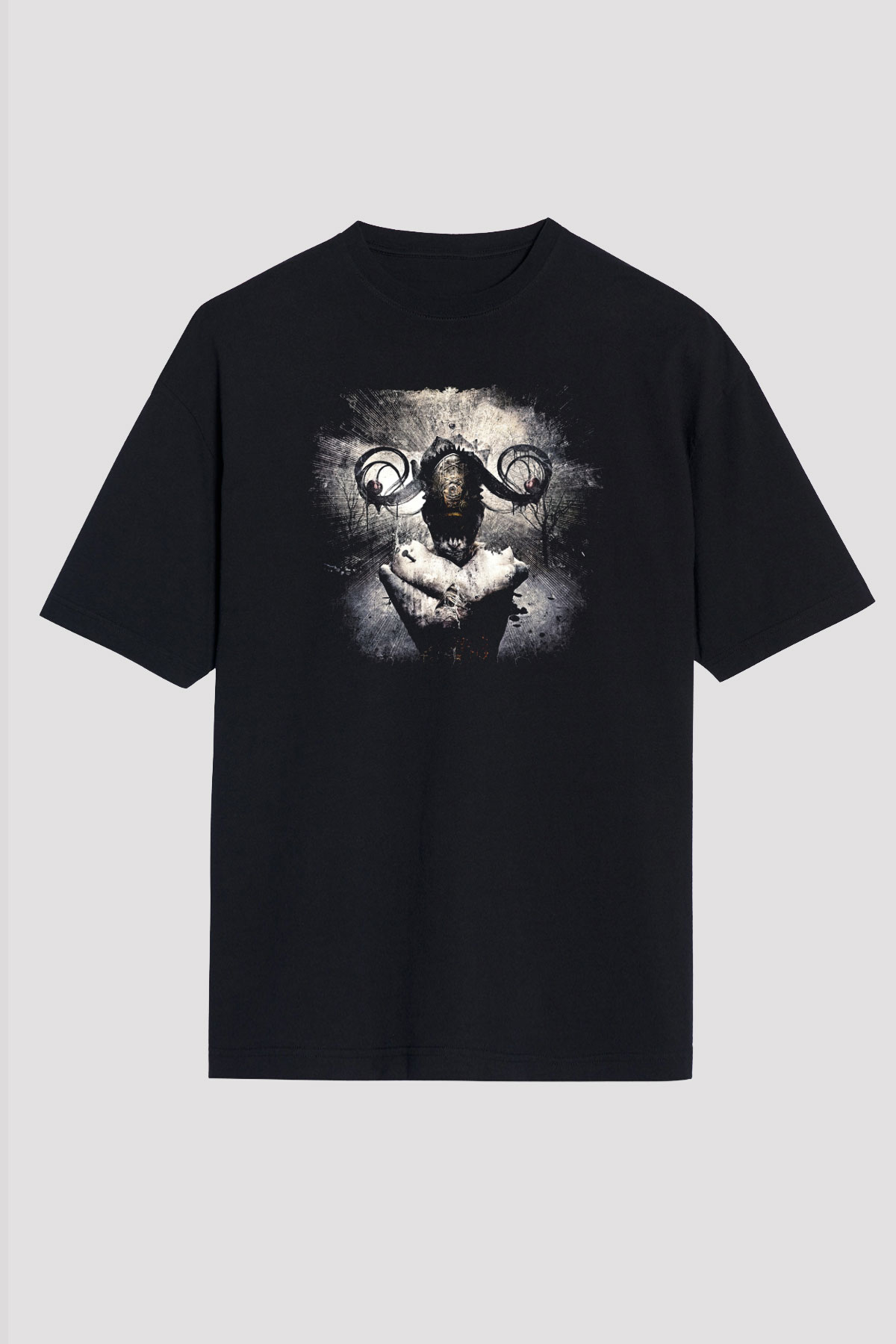Septicflesh Baskılı Unisex Siyah Oversize Tişört - Tshirt