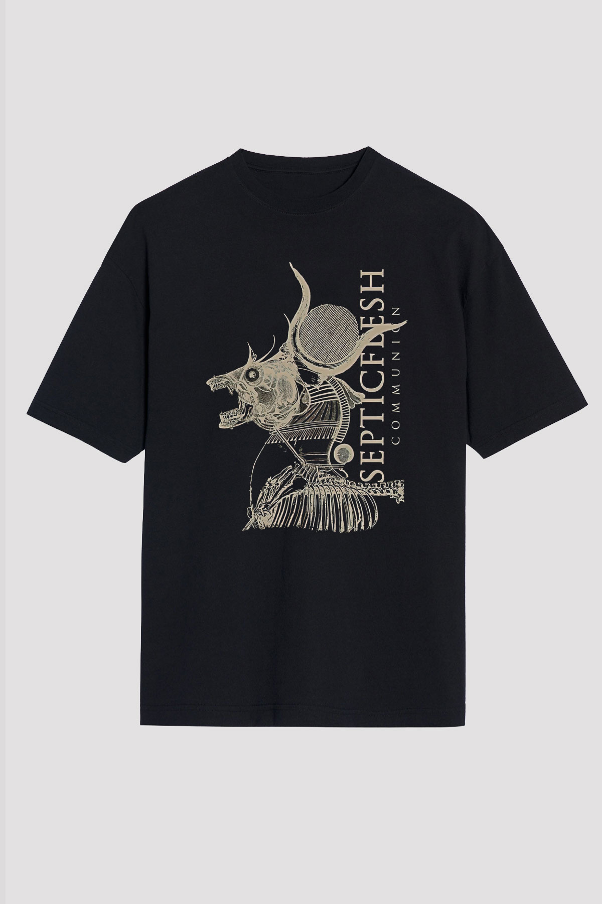 Septicflesh Baskılı Unisex Siyah Oversize Tişört - Tshirt