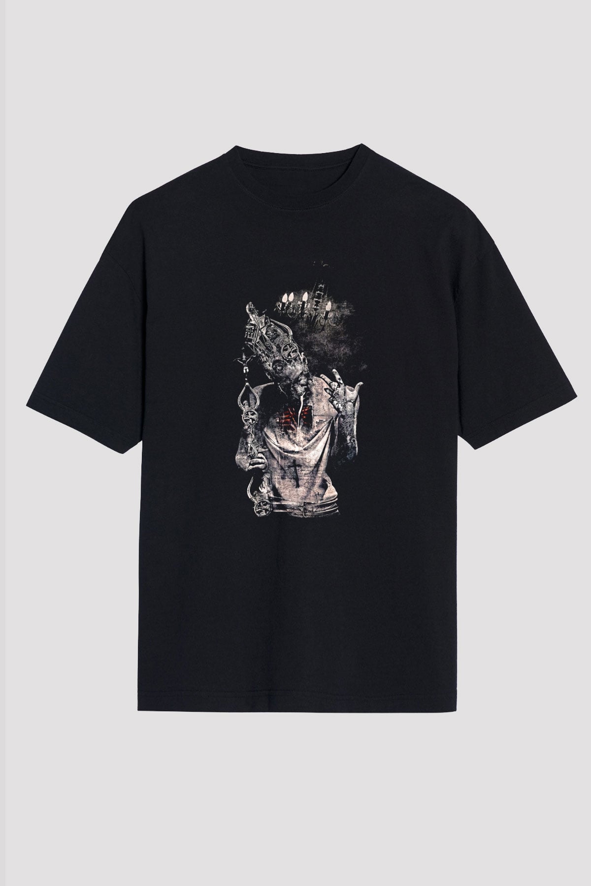Septicflesh Baskılı Unisex Siyah Oversize Tişört - Tshirt