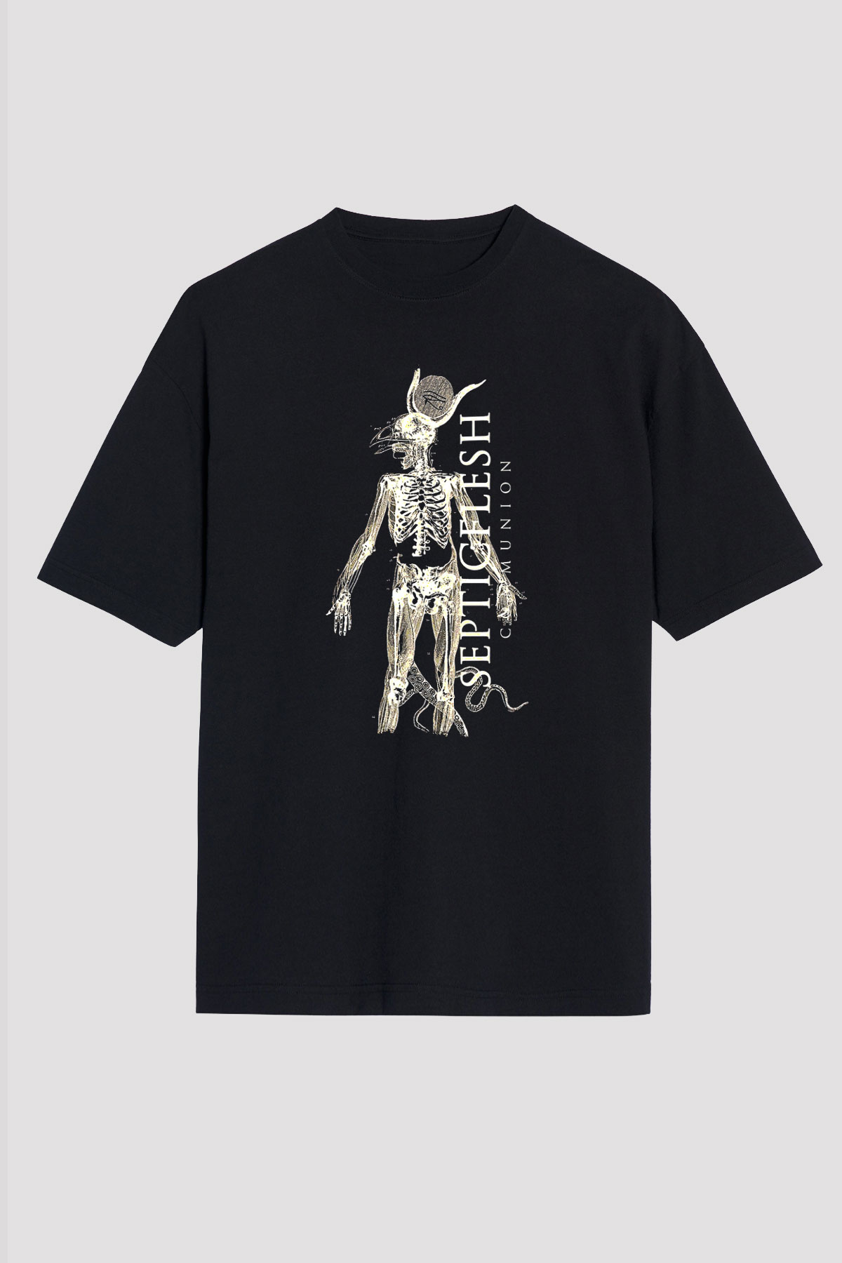 Septicflesh Baskılı Unisex Siyah Oversize Tişört - Tshirt