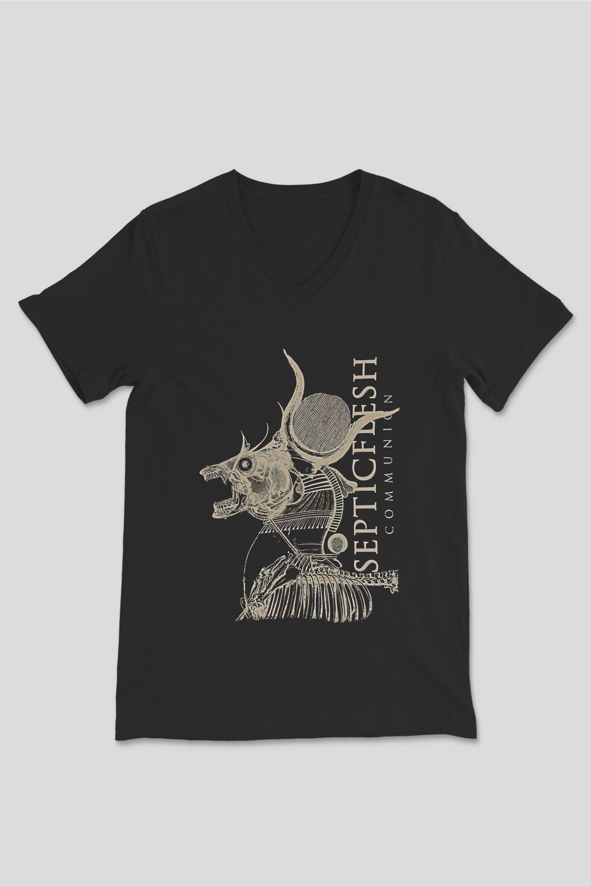 Septicflesh Baskılı Unisex Siyah V Yaka Tişört - Tshirt