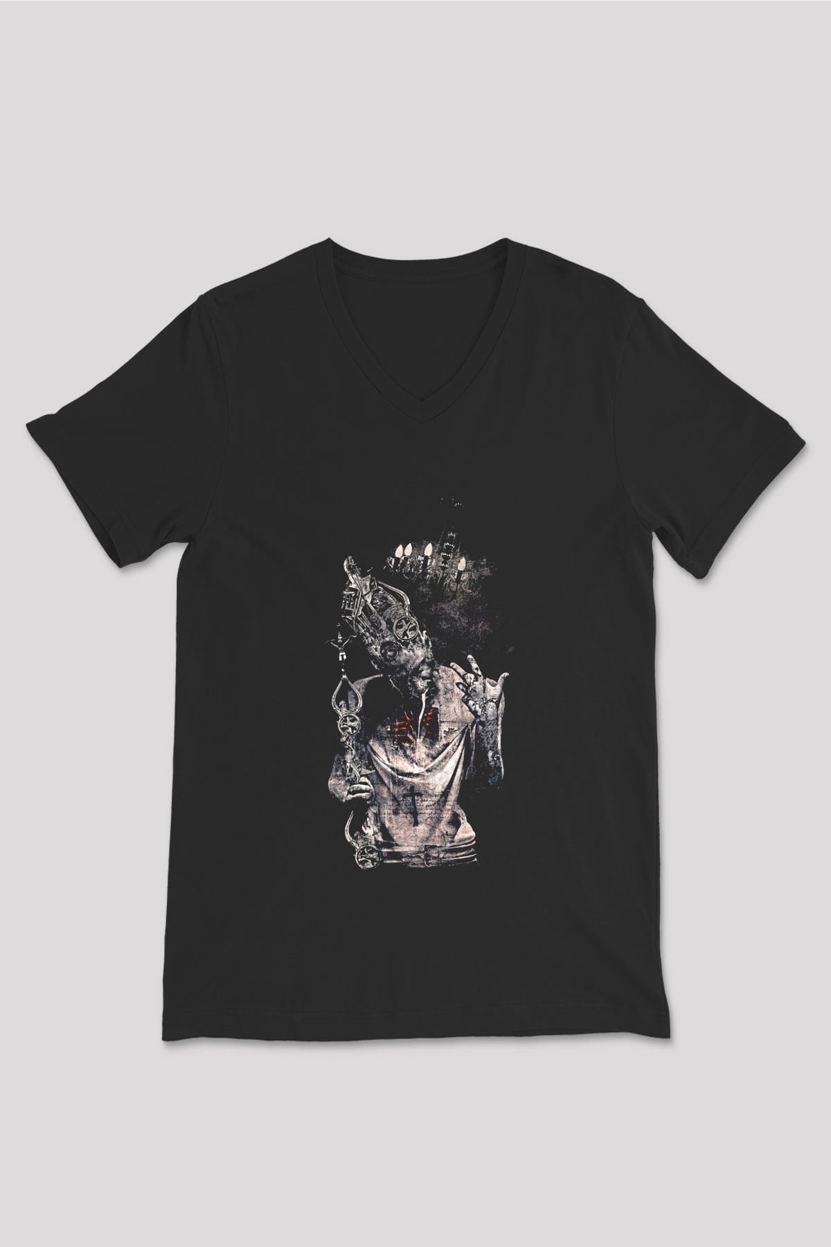 Septicflesh Baskılı Unisex Siyah V Yaka Tişört - Tshirt