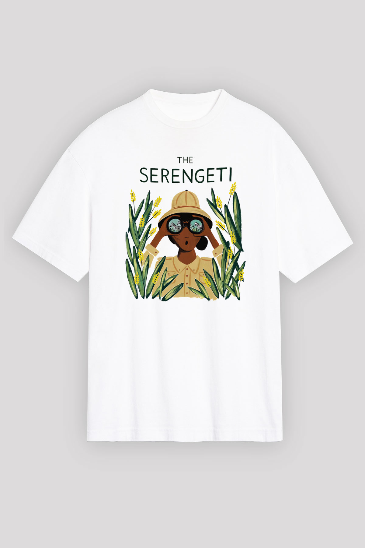 Serengeti Milli Park Beyaz Unisex Oversize Tişört T-Shirt
