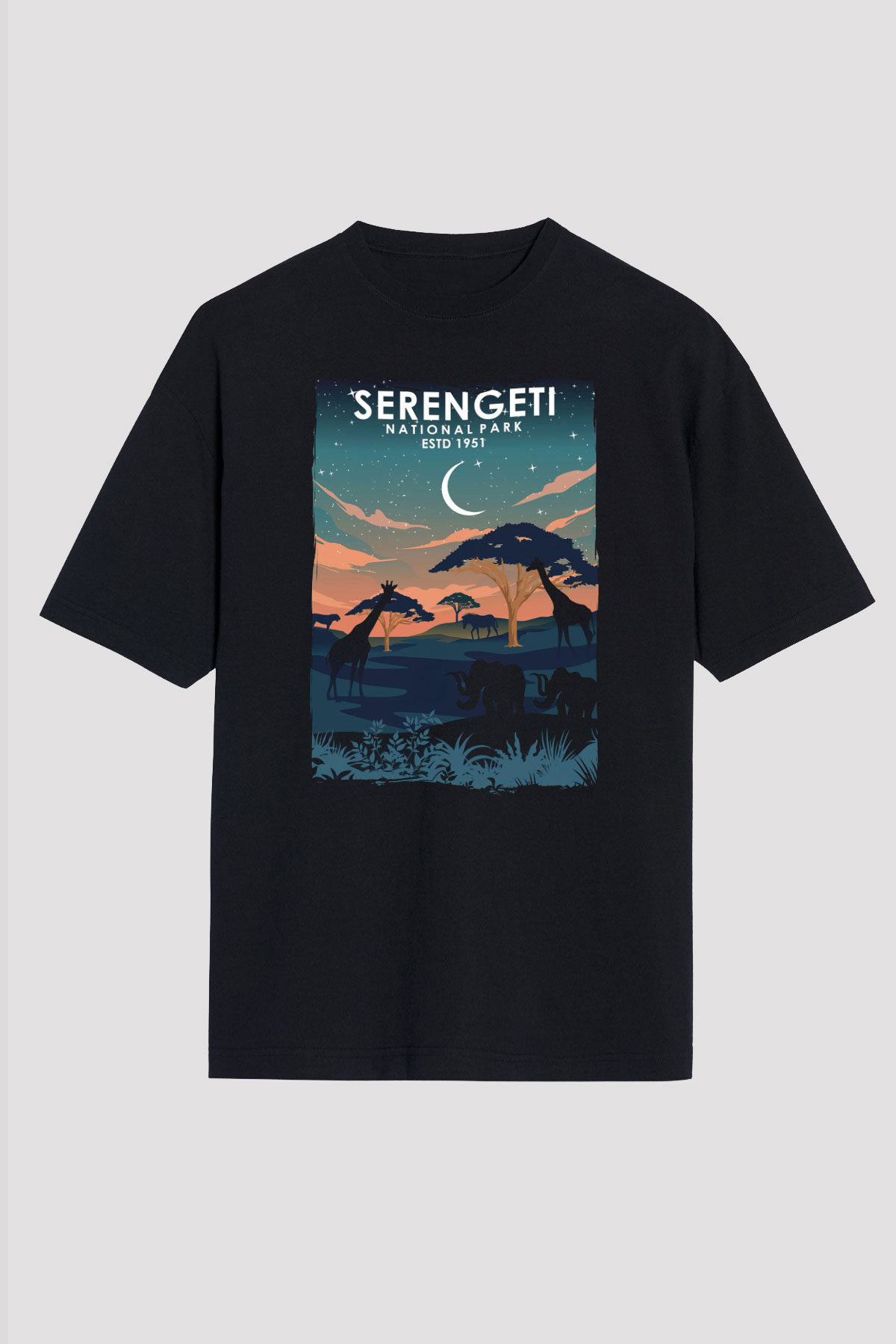 Serengeti Milli Park Siyah Unisex Tişört T-Shirt - TişörtFabrikası
