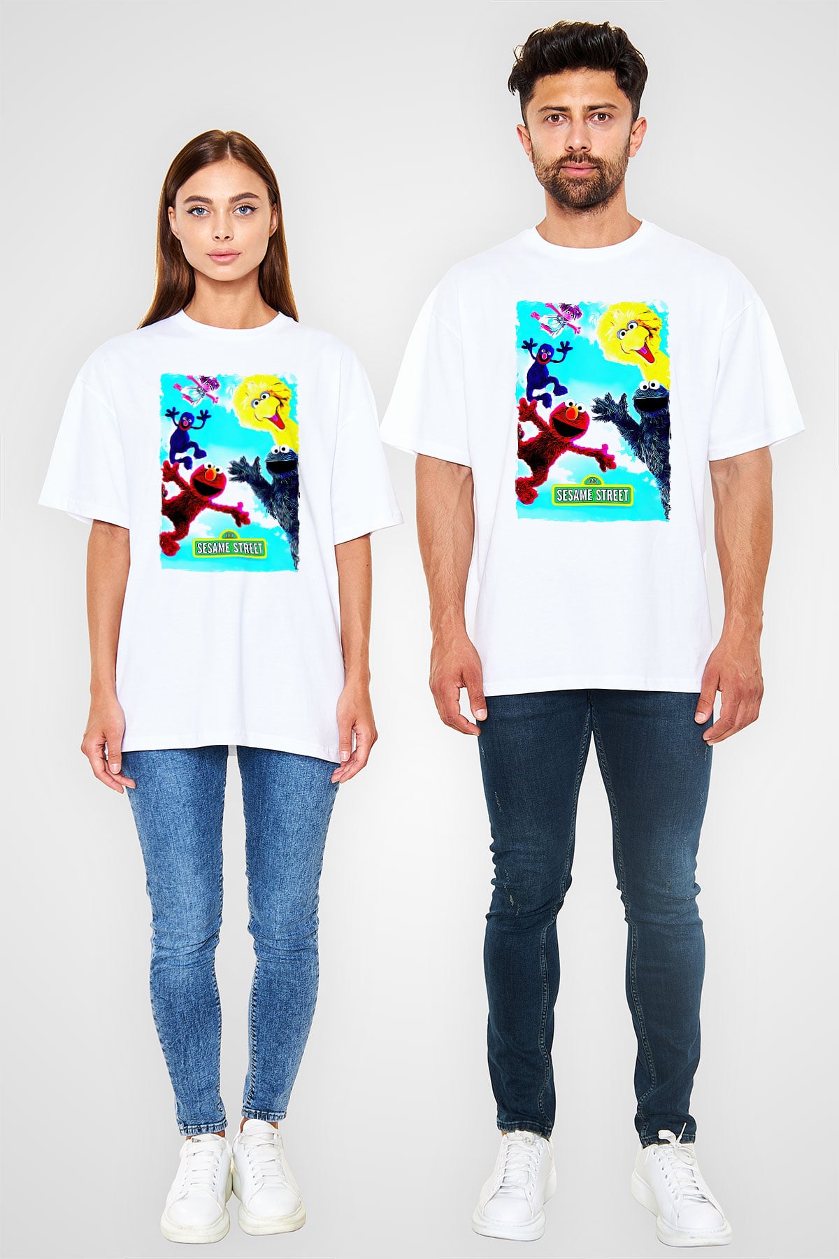 Sesame Street Susam Sokağı Beyaz Unisex Tişört