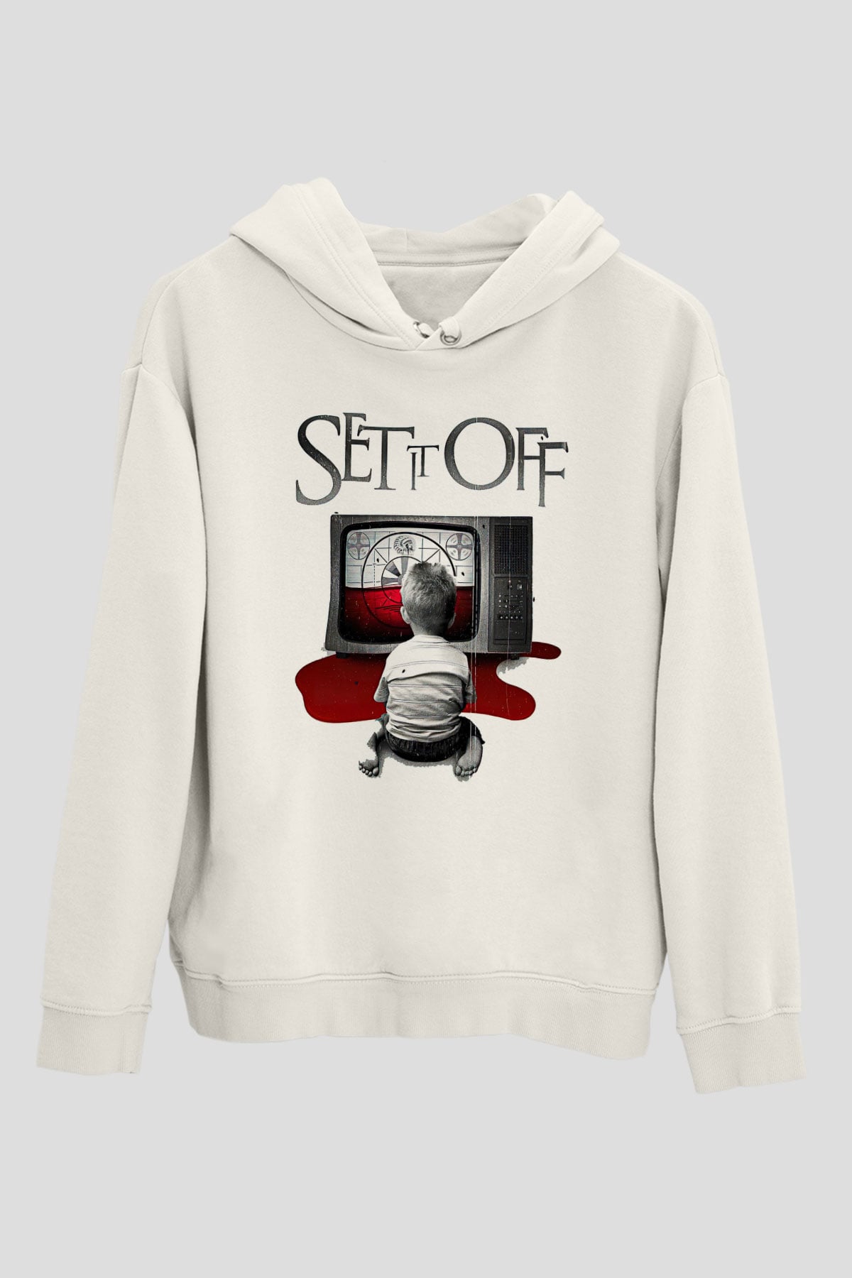 Set it off  Baskılı Beyaz Unisex Kapüşonlu Sweatshirt