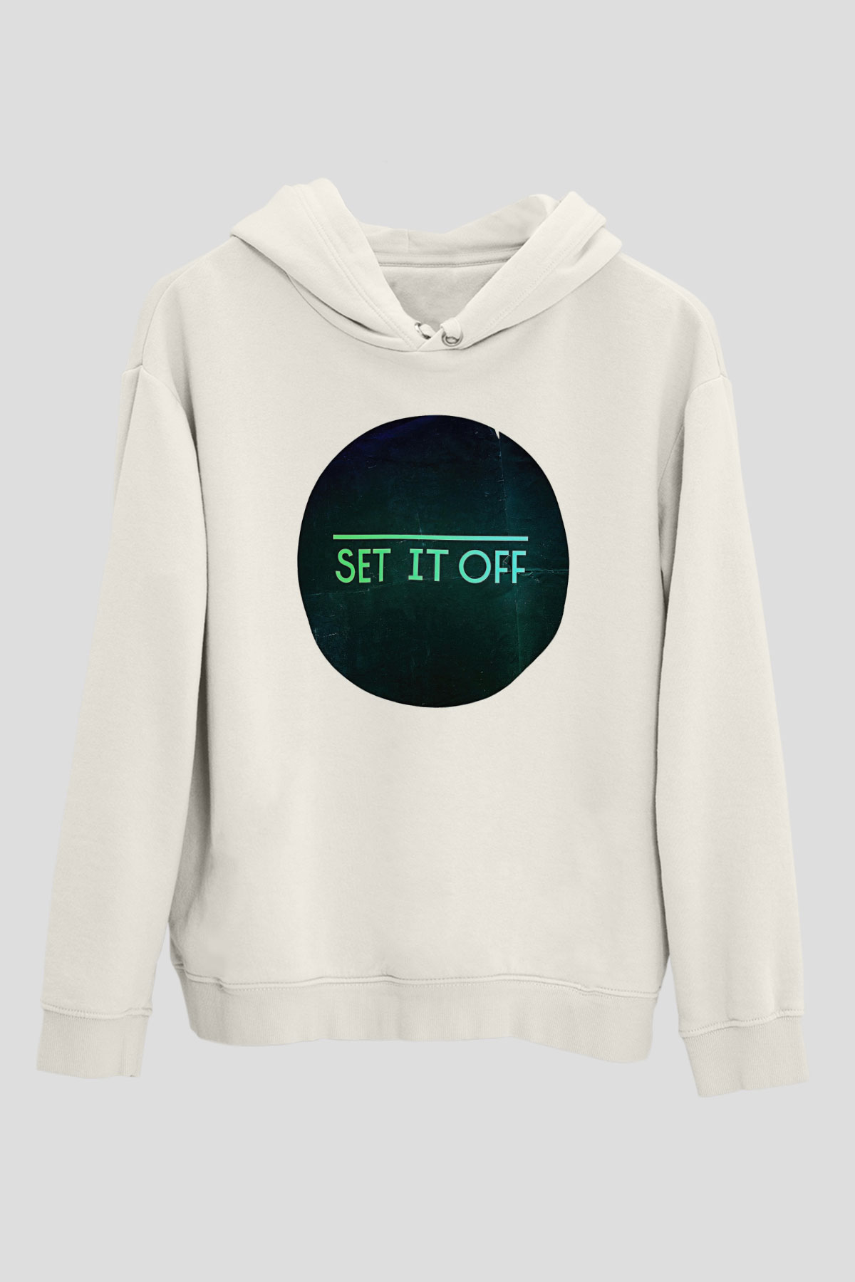 Set it off  Baskılı Beyaz Unisex Kapüşonlu Sweatshirt