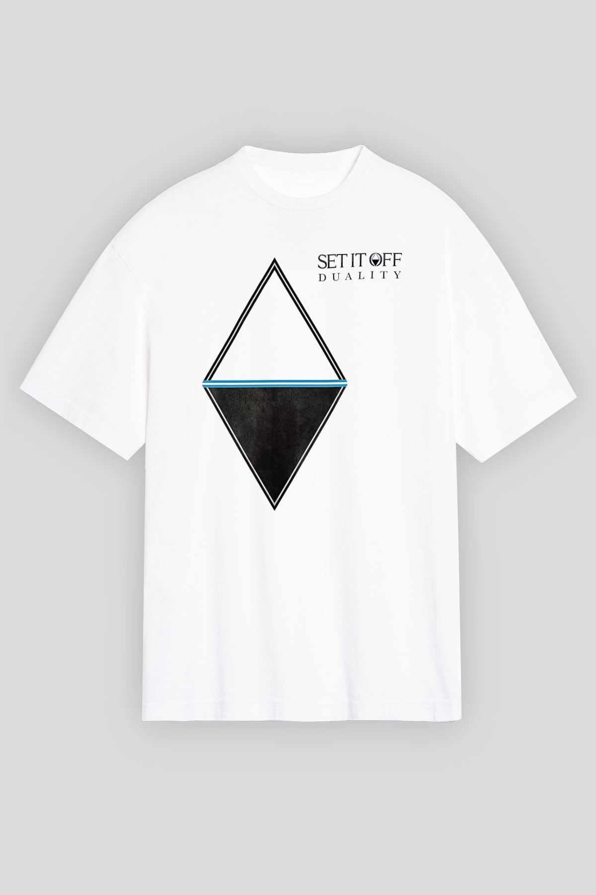 Set it off  Baskılı Beyaz Unisex Oversize Tişört - Tshirt