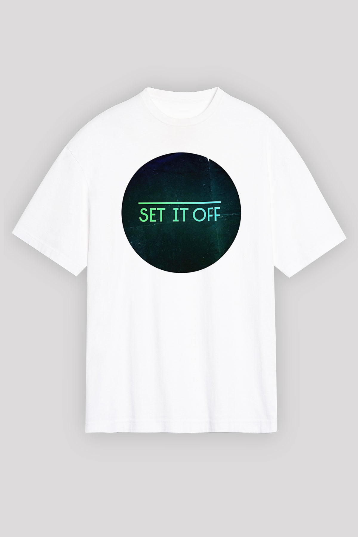 Set it off  Baskılı Beyaz Unisex Oversize Tişört - Tshirt
