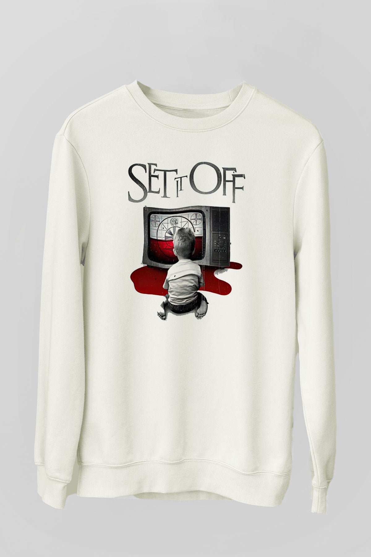 Set it off  Baskılı Beyaz Unisex Sweatshirt