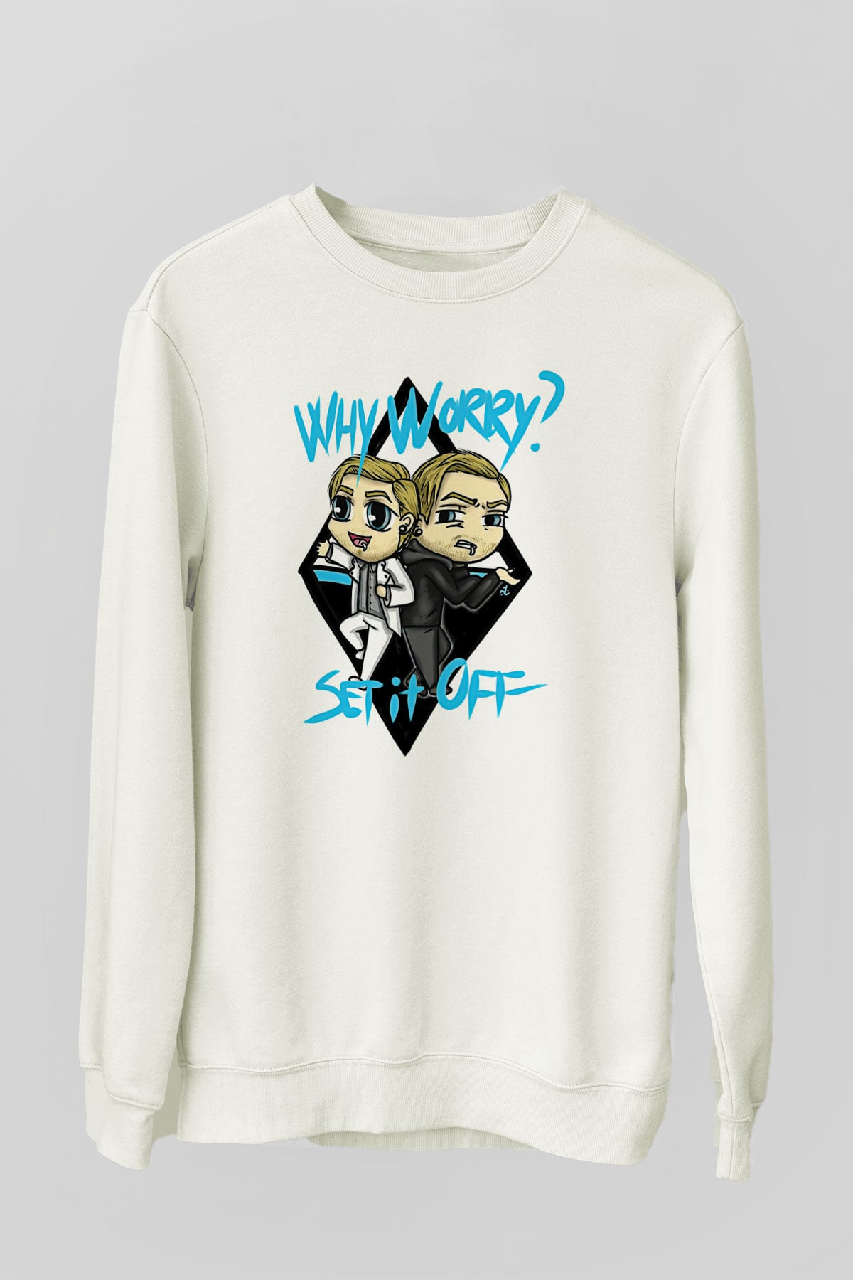 Set it off  Baskılı Beyaz Unisex Sweatshirt