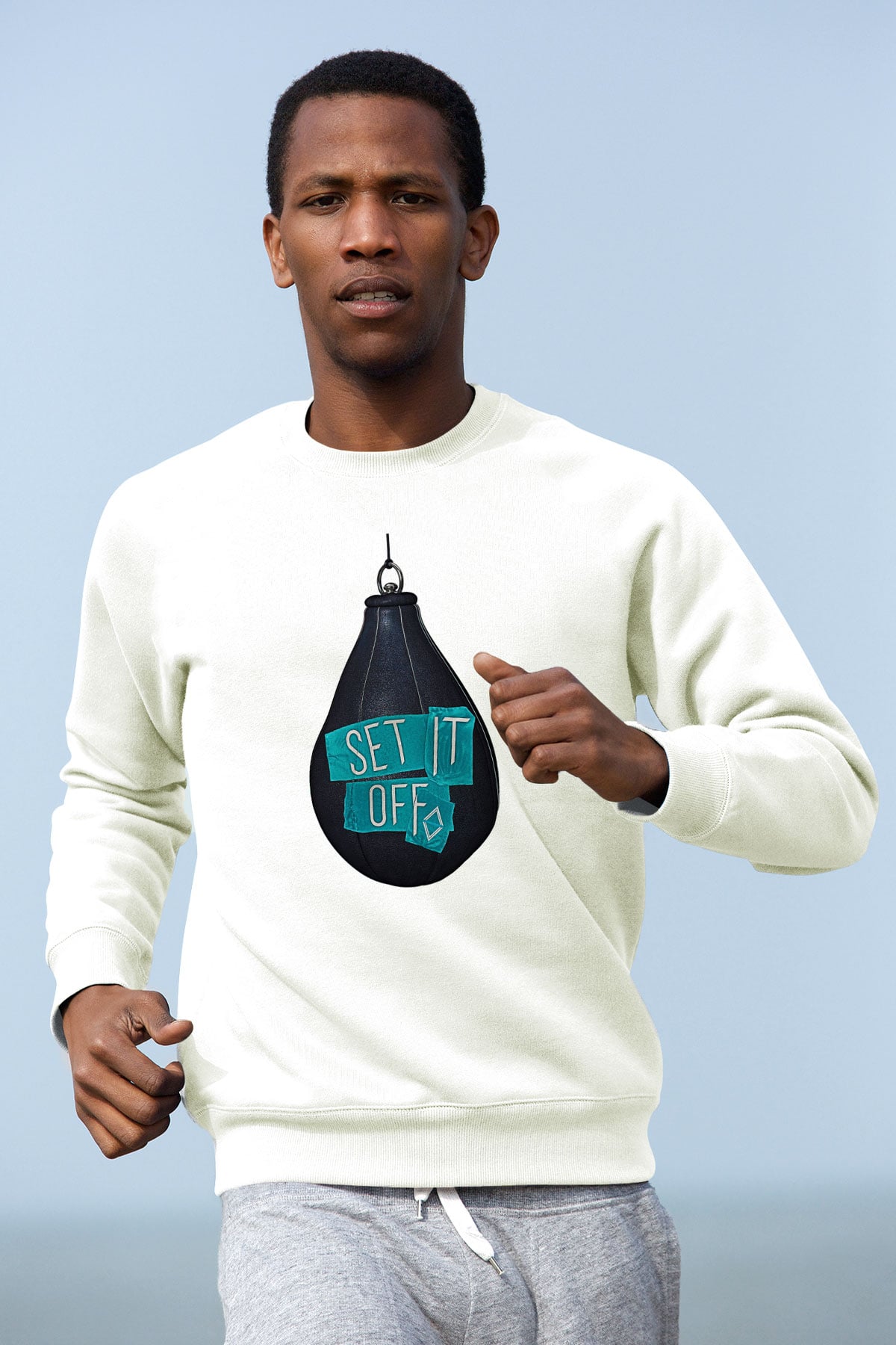 Set it off  Baskılı Beyaz Unisex Sweatshirt