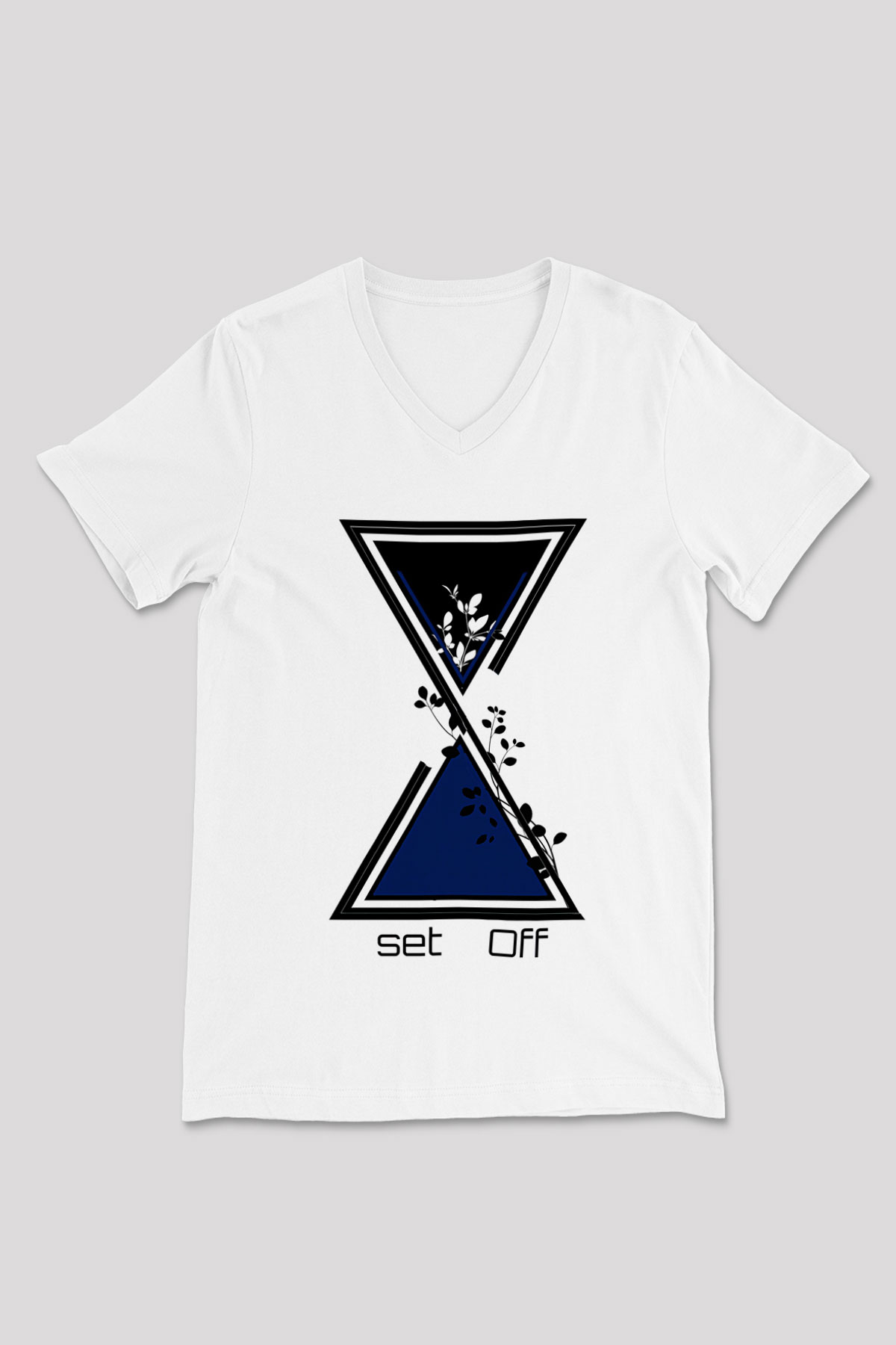 Set it off  Baskılı Beyaz Unisex V Yaka Tişört - Tshirt
