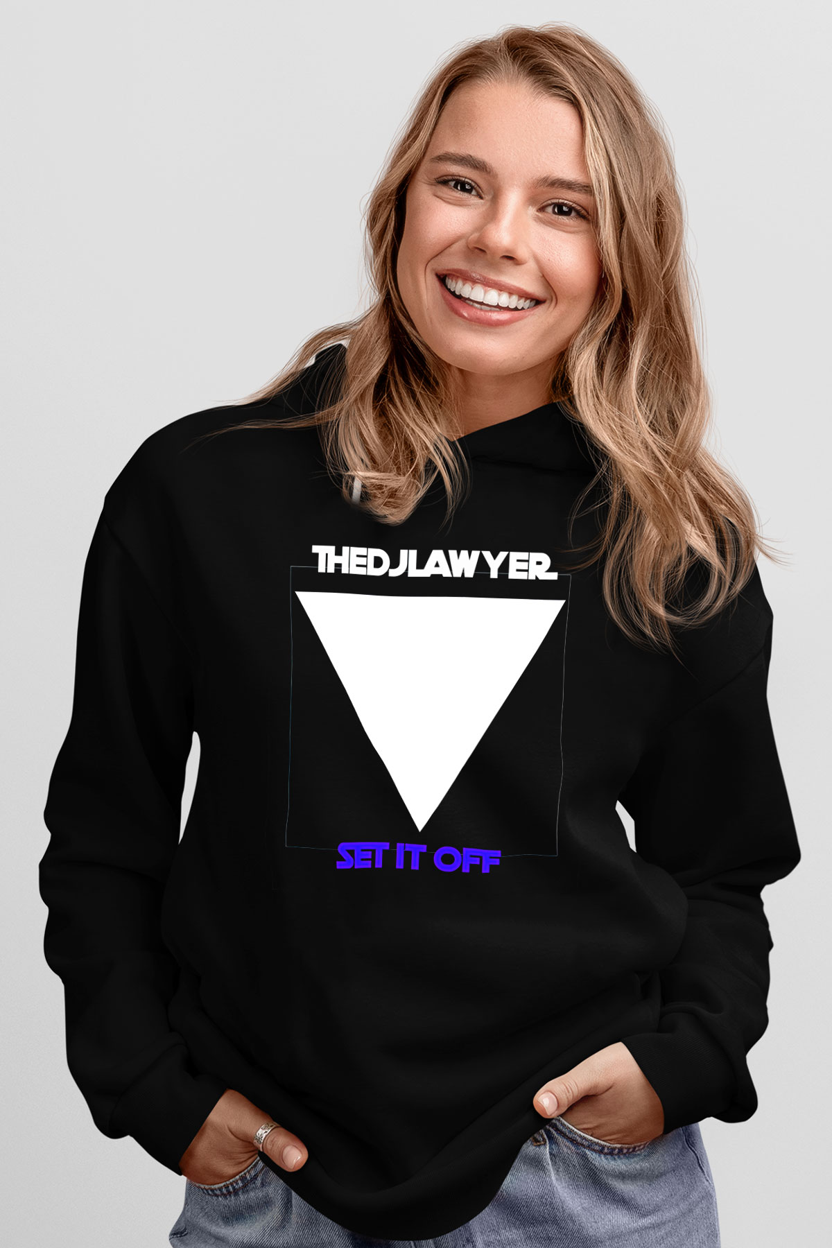 Set it off Baskılı Unisex Siyah Kapüşonlu Sweatshirt