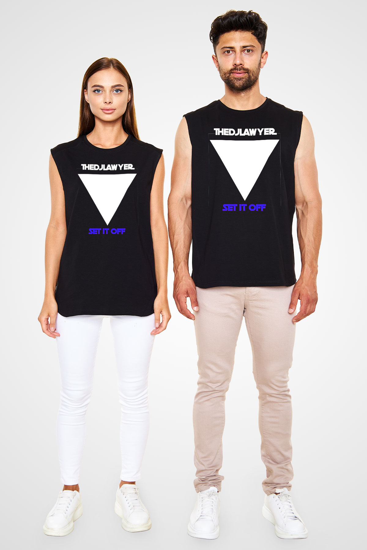 Set it off Baskılı Unisex Siyah Kolsuz Tişört - Tshirt