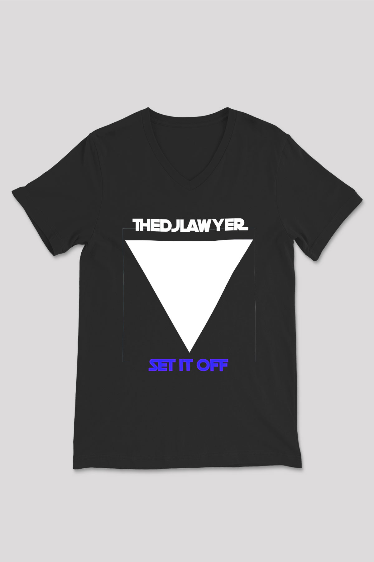 Set it off Baskılı Unisex Siyah V Yaka Tişört - Tshirt