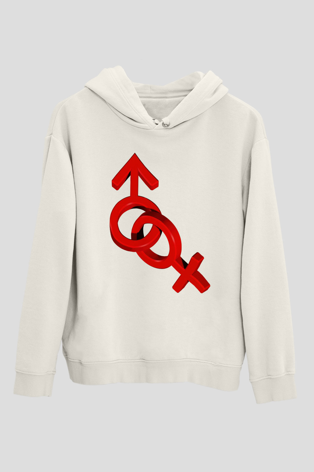 Sevgililer Günü Beyaz Unisex Kapşonlu Sweatshirt