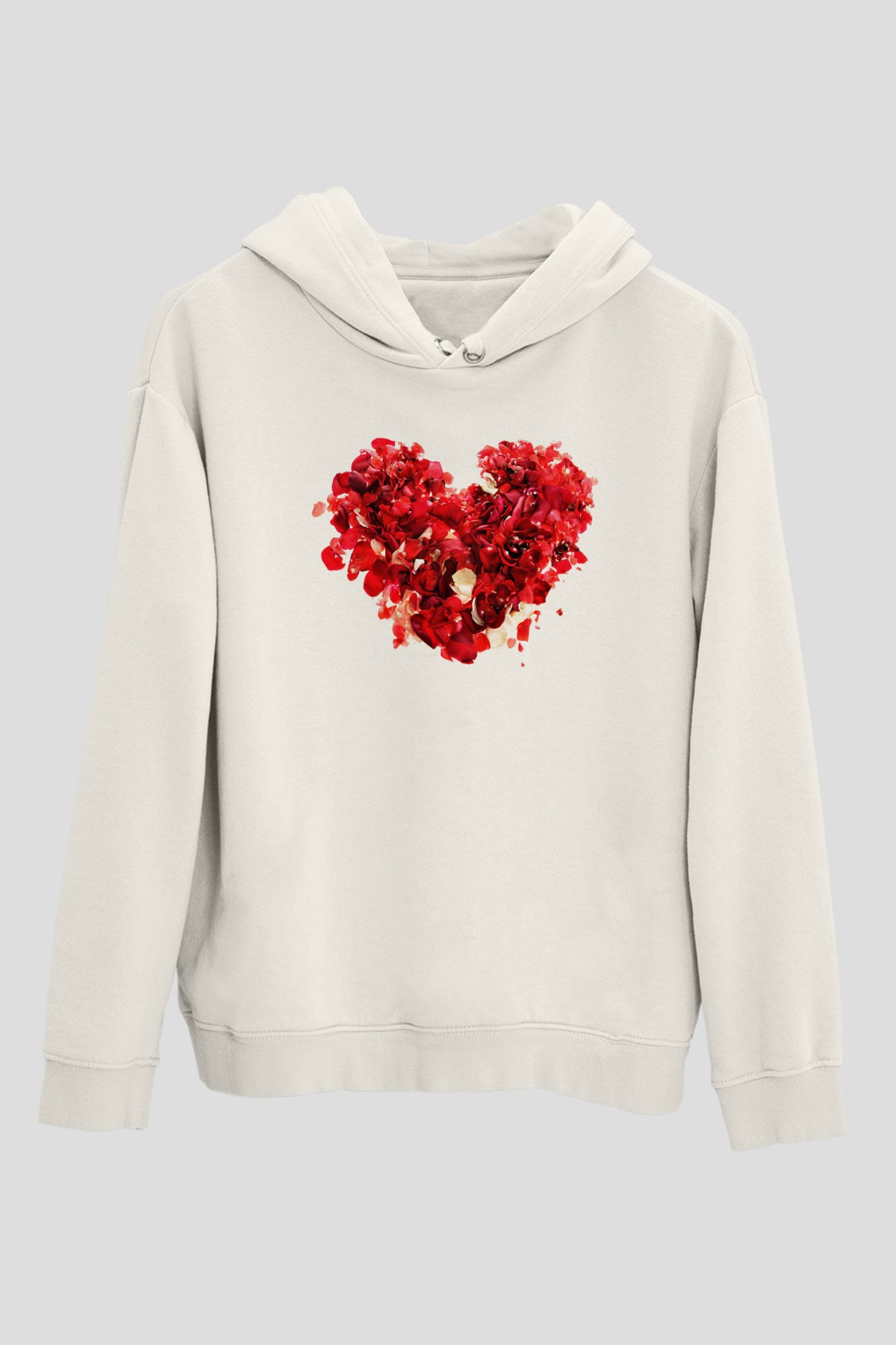 Sevgililer Günü Beyaz Unisex Kapşonlu Sweatshirt