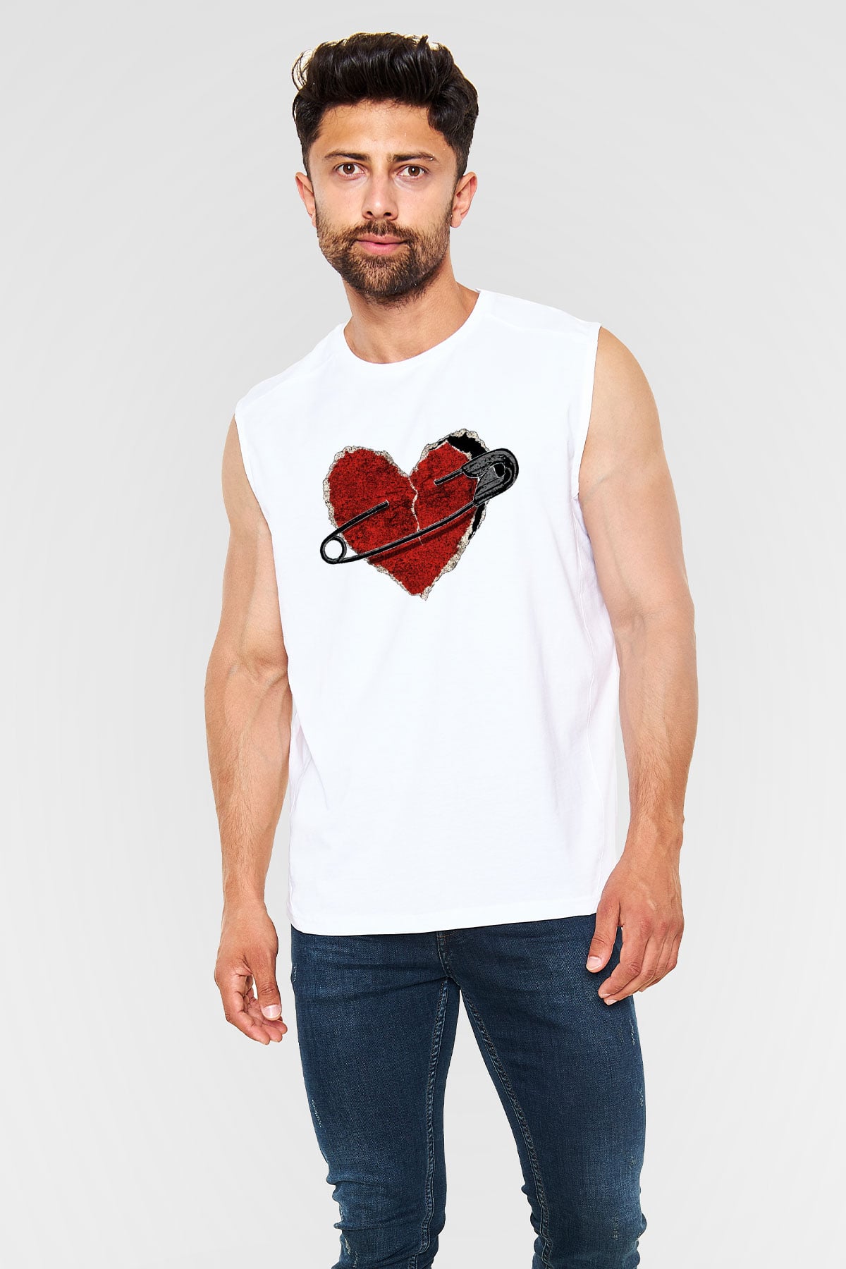 Sevgililer Günü Beyaz Unisex Kolsuz Tişört