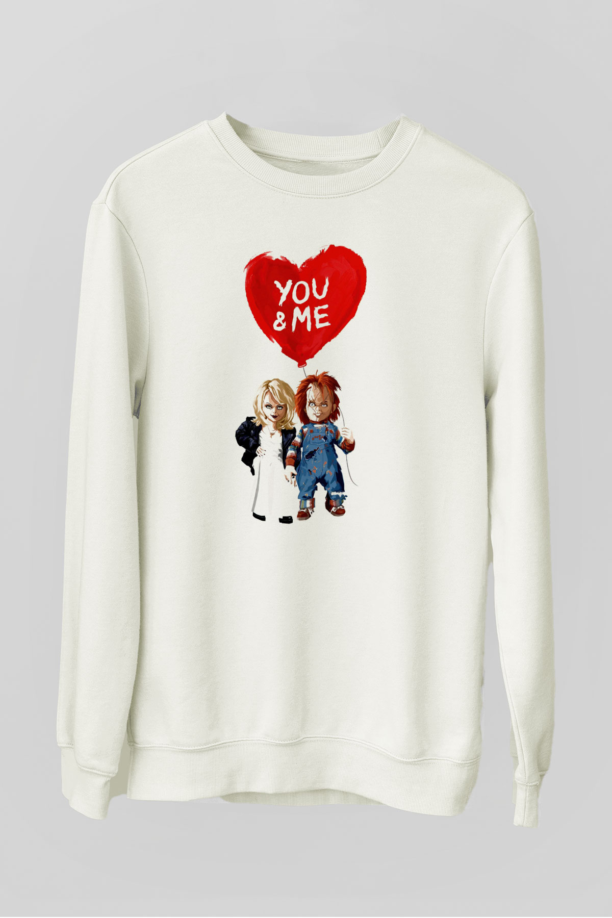Sevgililer Günü Beyaz Unisex Sweatshirt