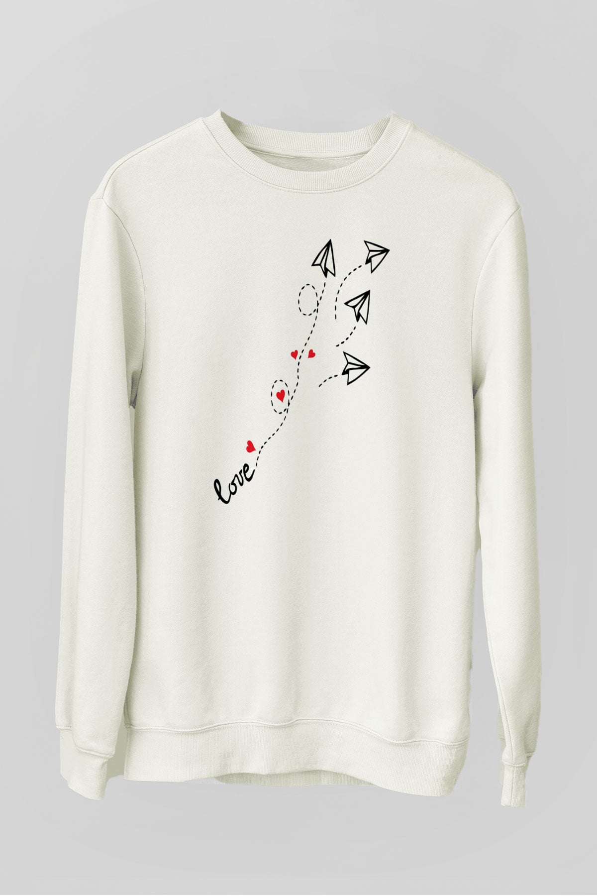 Sevgililer Günü Beyaz Unisex Sweatshirt