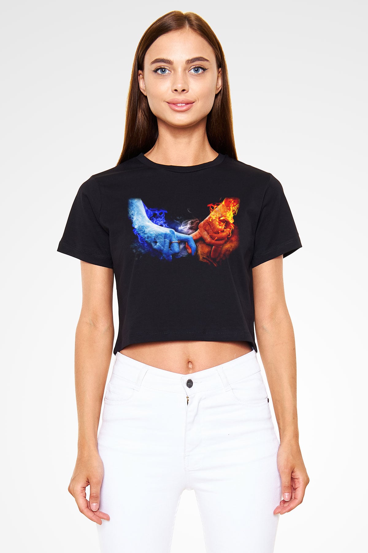 Sevgililer Günü Siyah Crop Top Tişört
