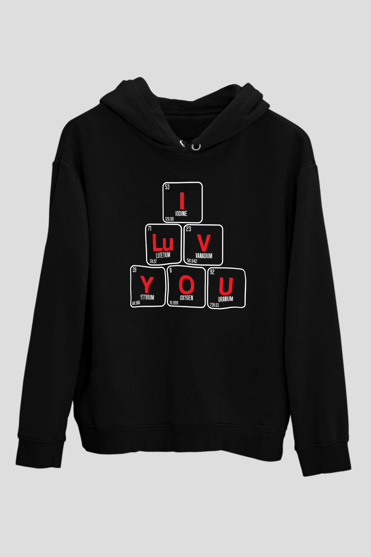 Sevgililer Günü Siyah Unisex Hoodie