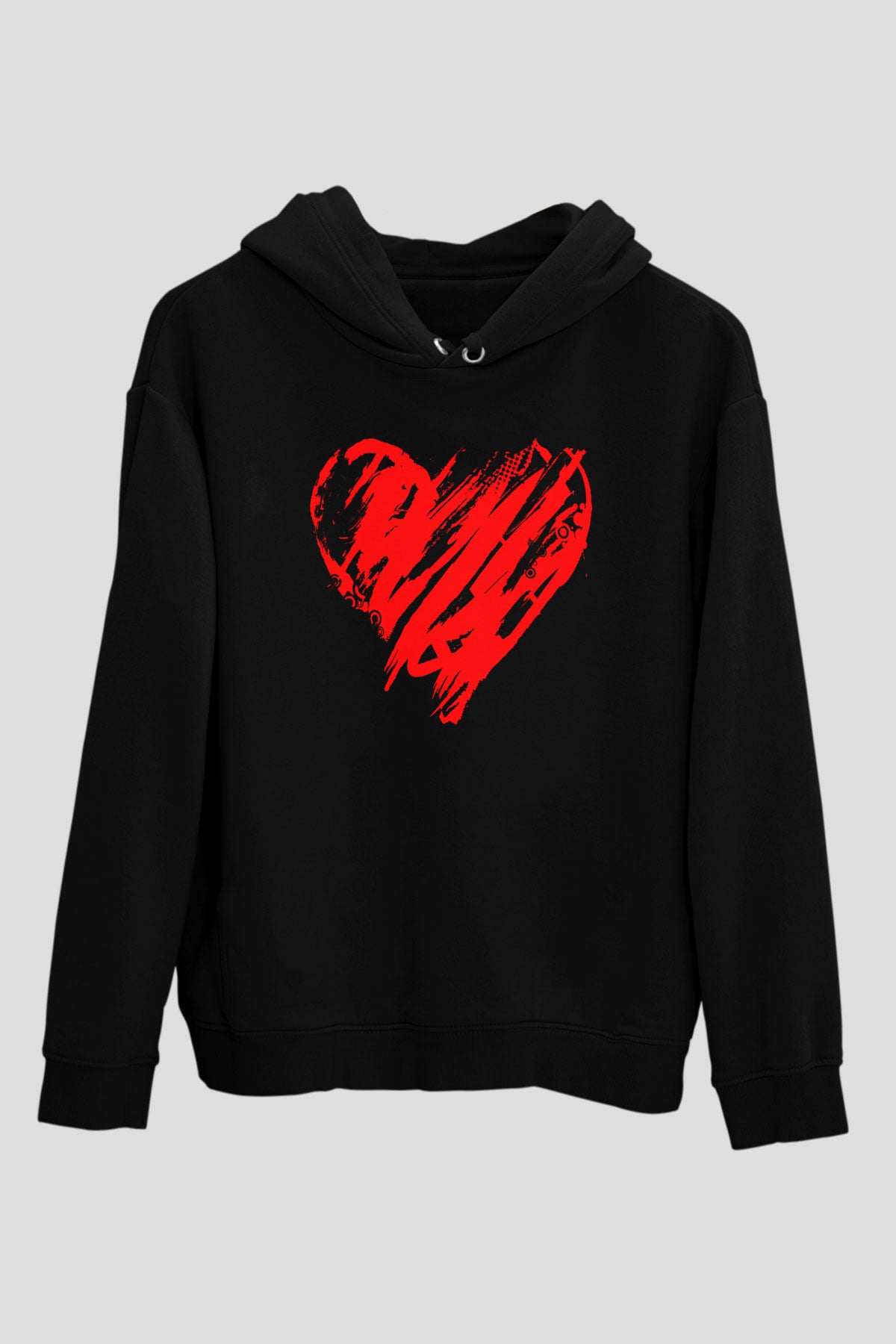 Sevgililer Günü Siyah Unisex Hoodie