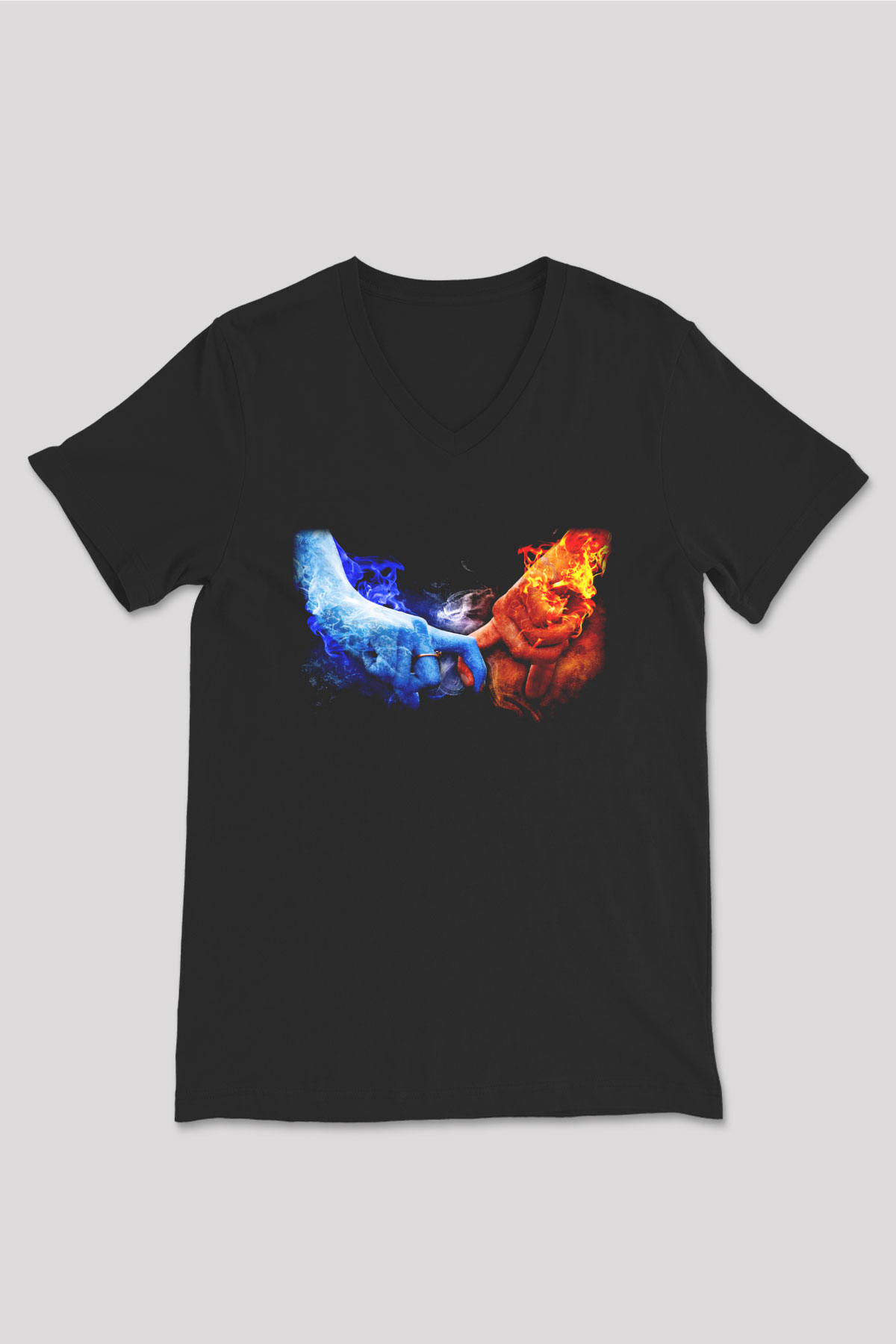 Sevgililer Günü Siyah Unisex V Yaka Tişört T-Shirt