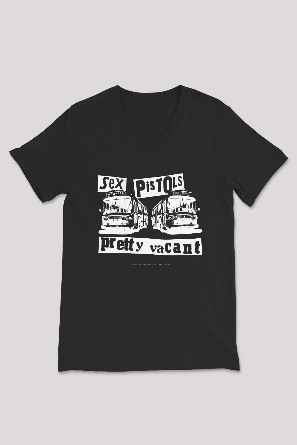 Sex Pistols Siyah Unisex V Yaka Tişört T-Shirt