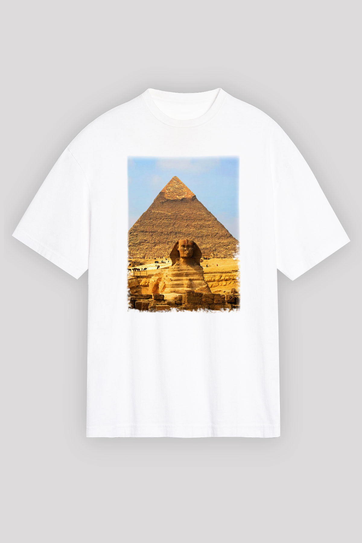 Sfenks Beyaz Unisex Oversize Tişört T-Shirt