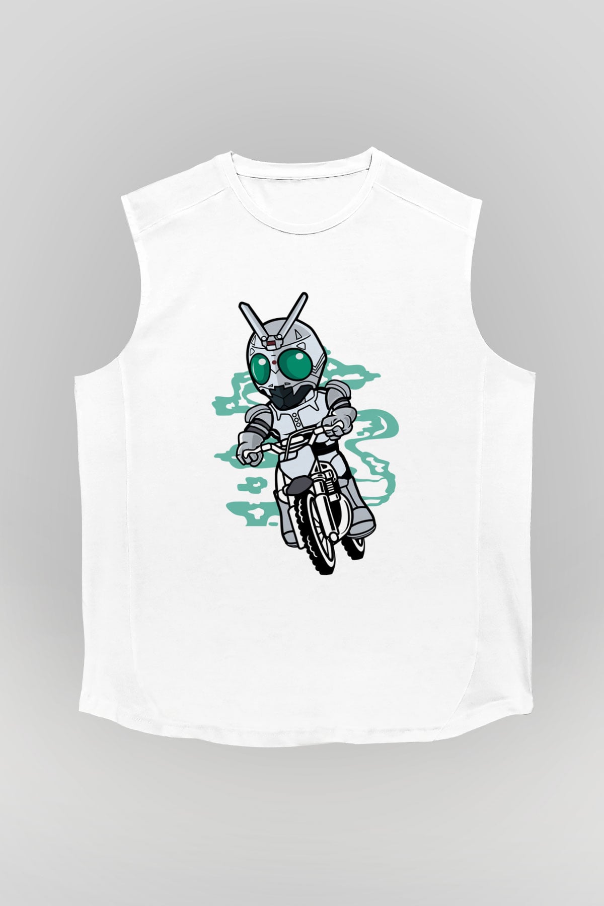 Shadowmoon Motocross Rider Baskılı Beyaz Unisex Kolsuz Tişört