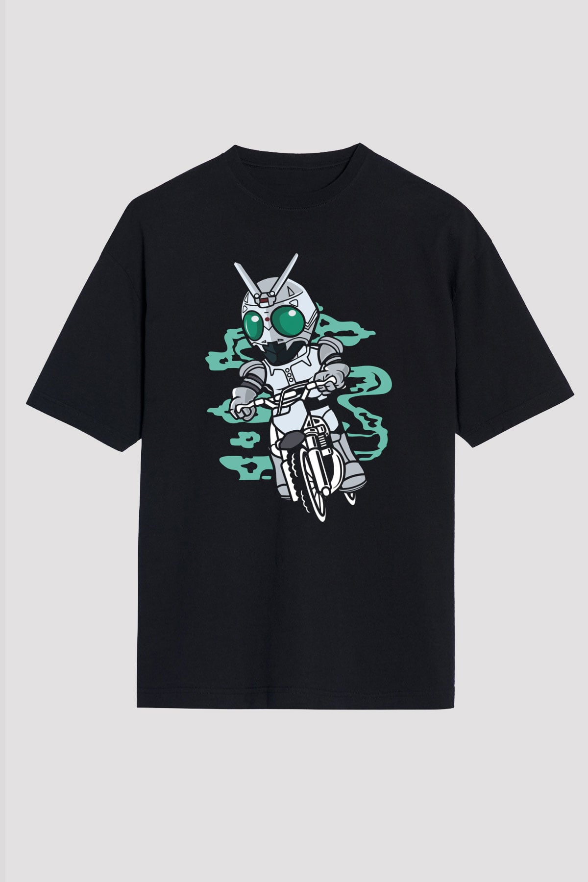 Shadowmoon Motocross Rider Baskılı Siyah Unisex Oversize Tişört