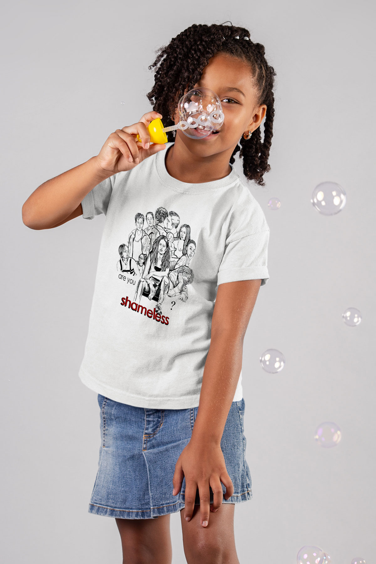 Shameless Baskılı Beyaz Unisex Beyaz Çocuk Tişört - Tshirt
