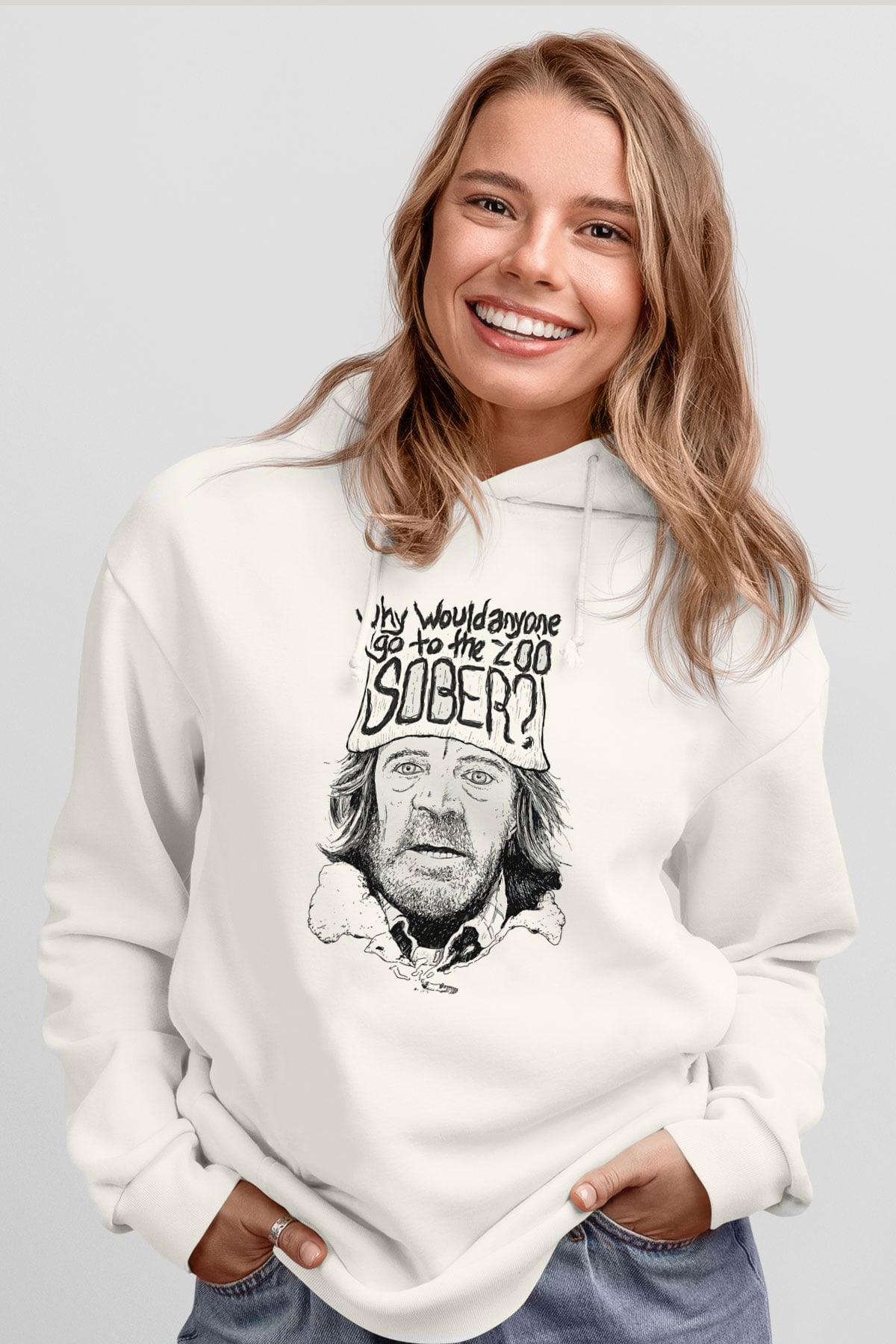 Shameless Baskılı Beyaz Unisex Hoodie
