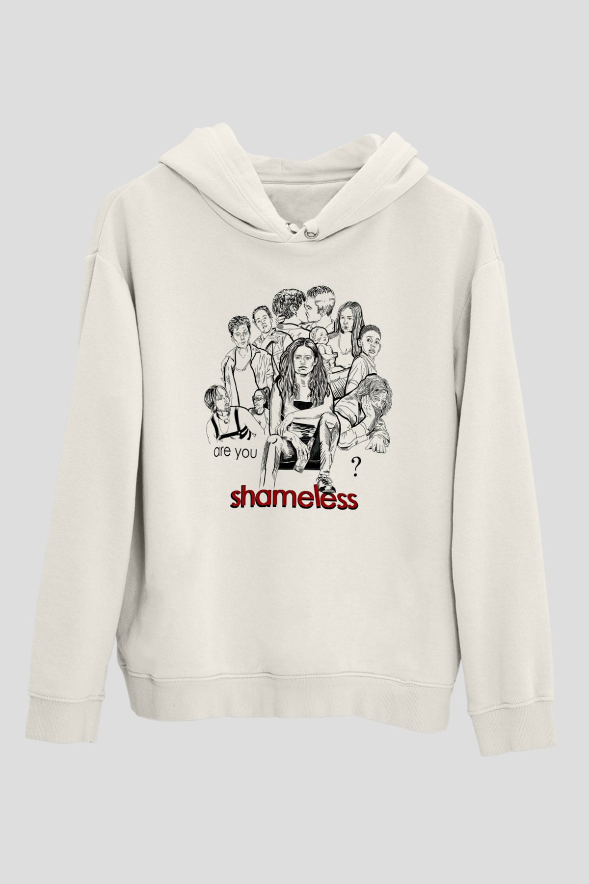 Shameless Baskılı Beyaz Unisex Hoodie